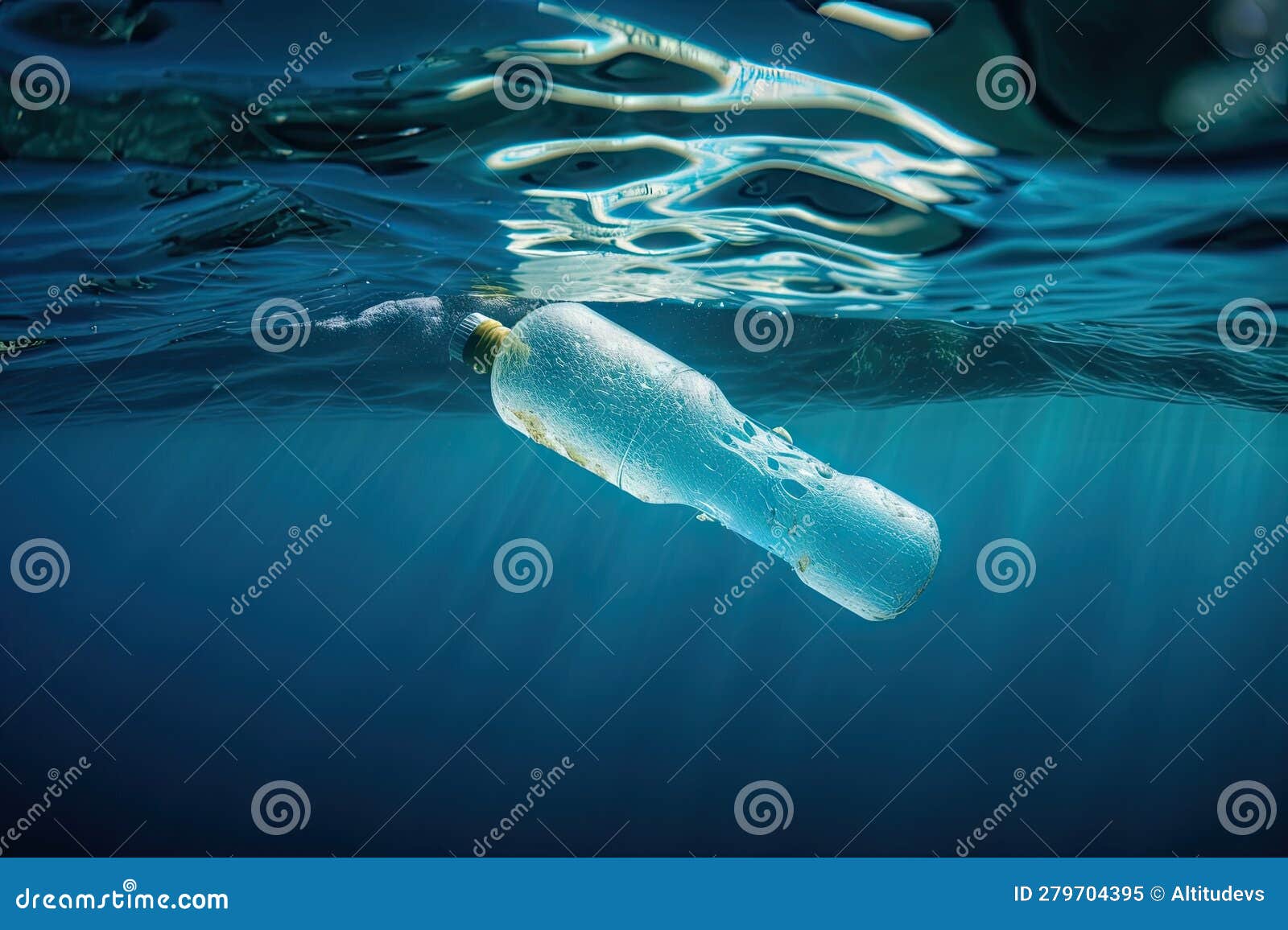 Close-up of Plastic Bottle Floating in the Ocean Stock Illustration ...