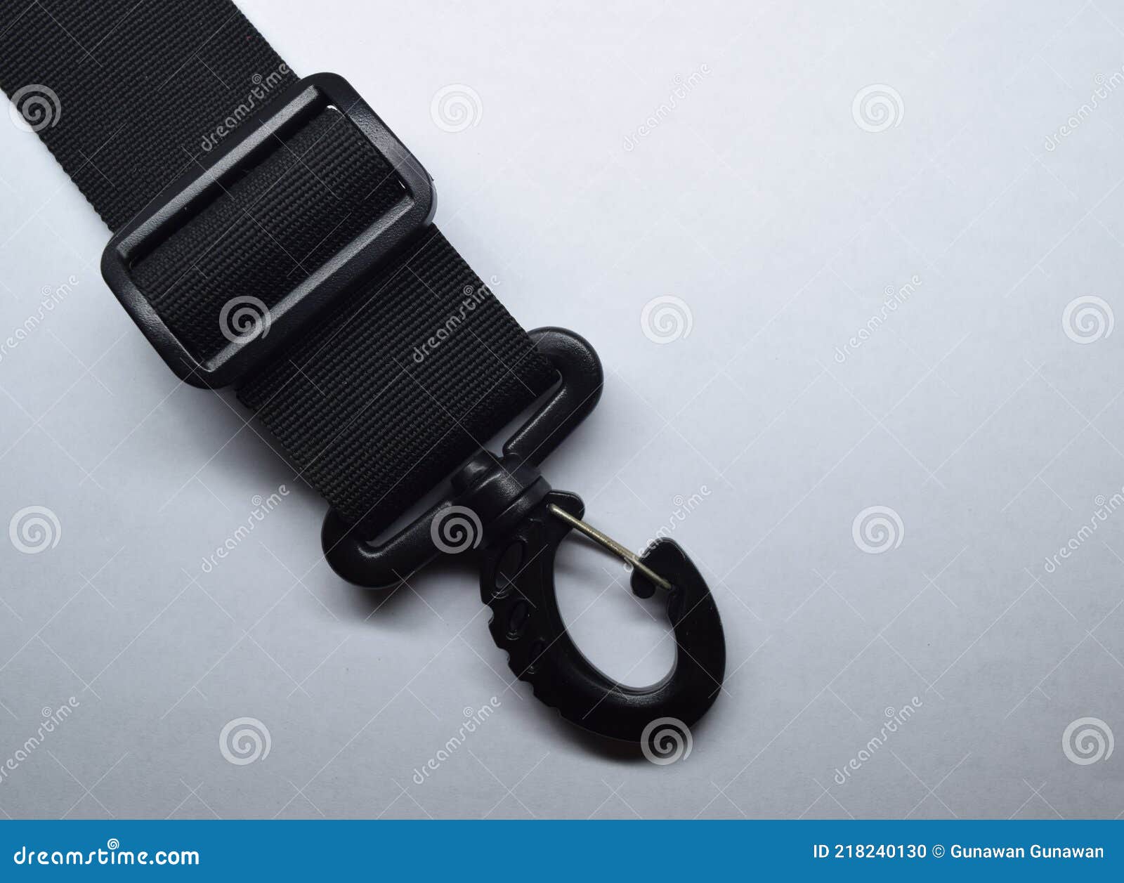 Close Up of a Plastic Snap Hook. bing Strap Snap Hook Stock Photo