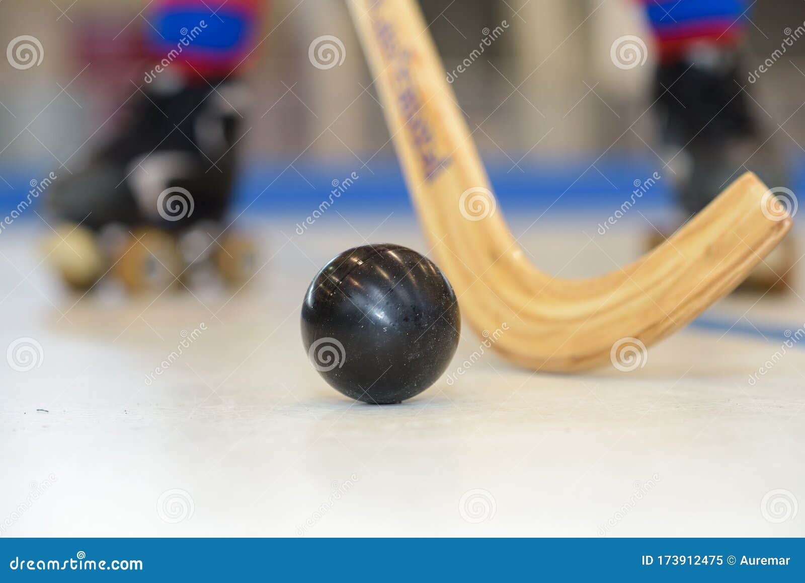Close Up Playing Roller Hockey Stock Image Image of compete, score