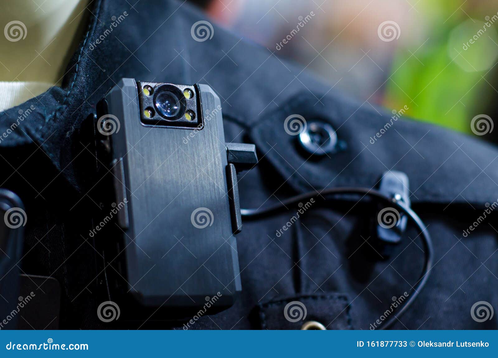 close-up of police body camera