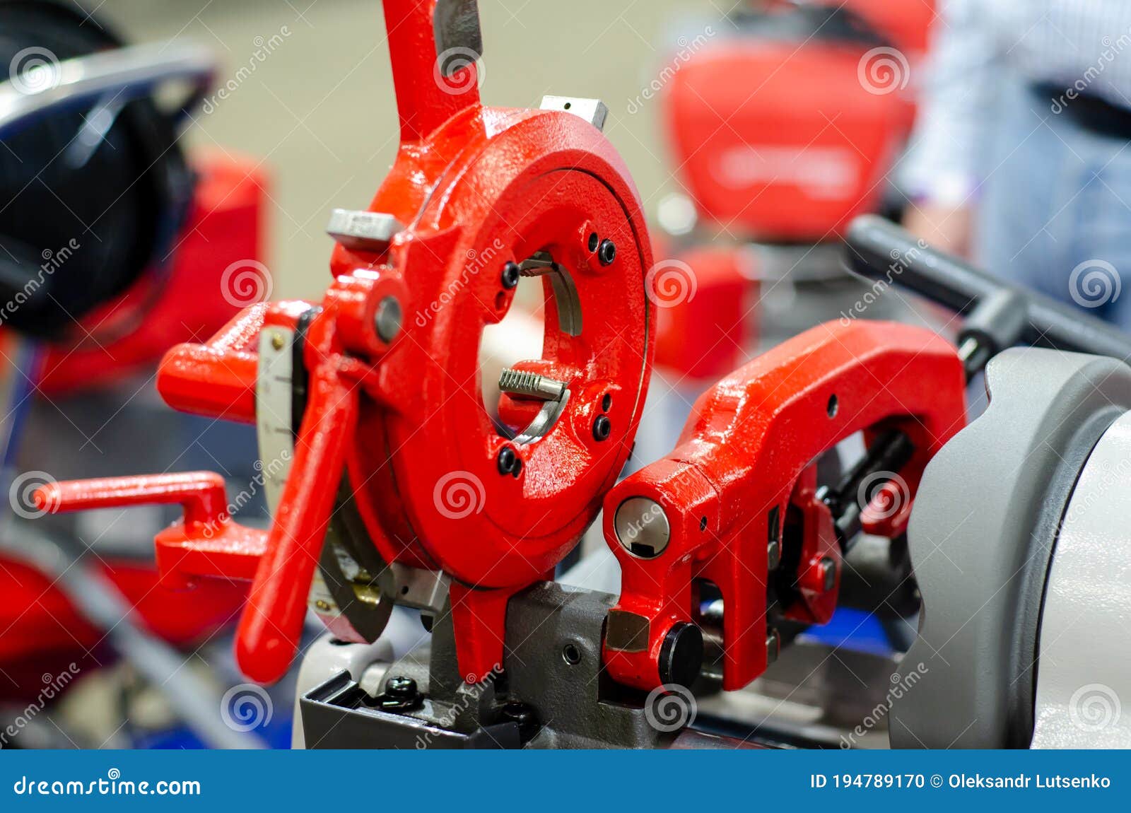 Closeup of Portable Compact Pipe Threading Machine Stock Photo Image