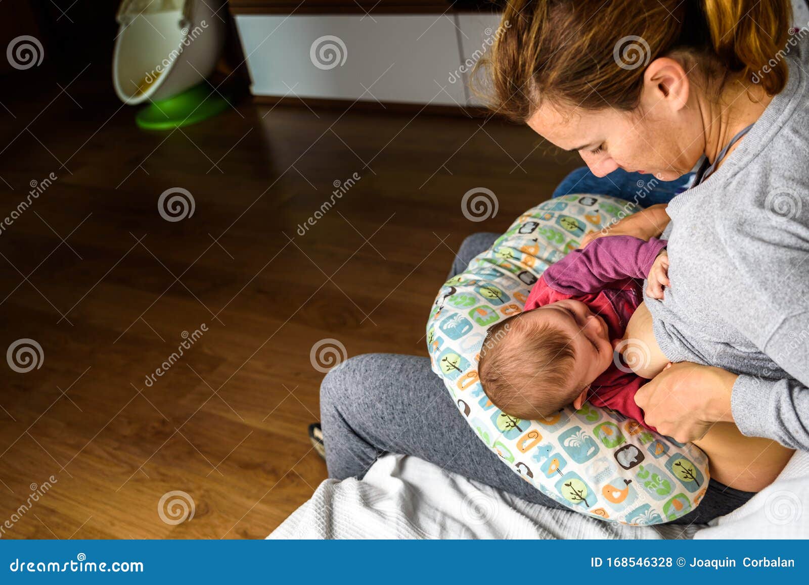 Close-up Portrait of Adorable and Sweet Newborn Baby Breastfeeding ...