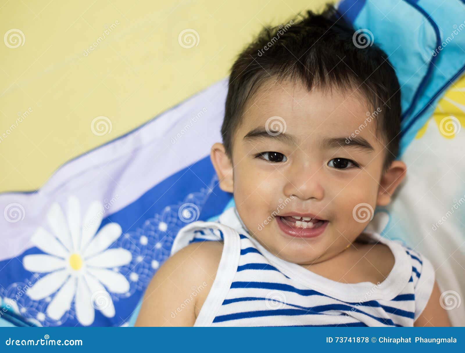 Close Up Portrait of Asian Boy, Smiling Action. Stock Photo Image of