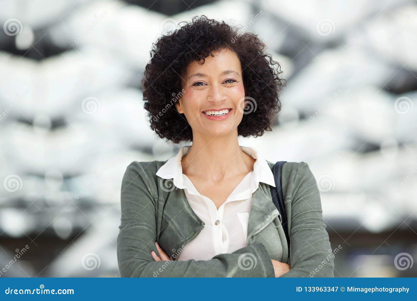 close up attractive middle age african american woman smiling