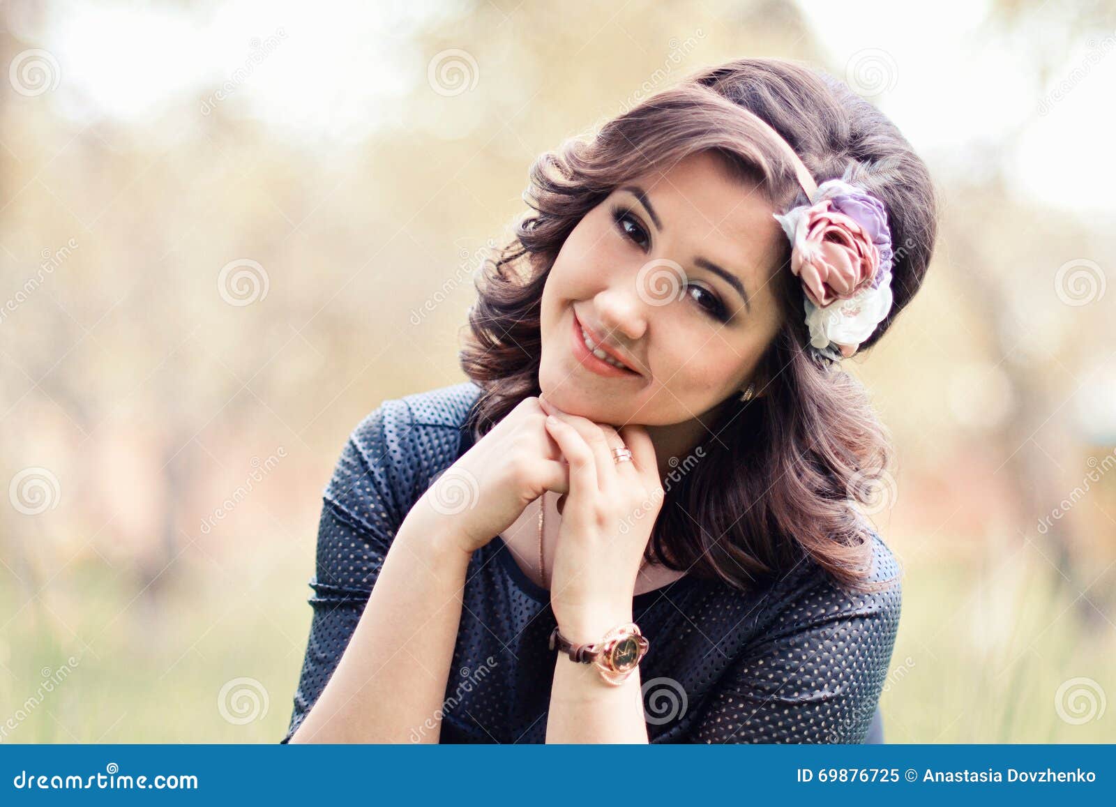 Close Up Portrait Of Beautiful Cute Girl With Wreath Of Rose Stock Image Image Of Gorgeous Curly 69876725