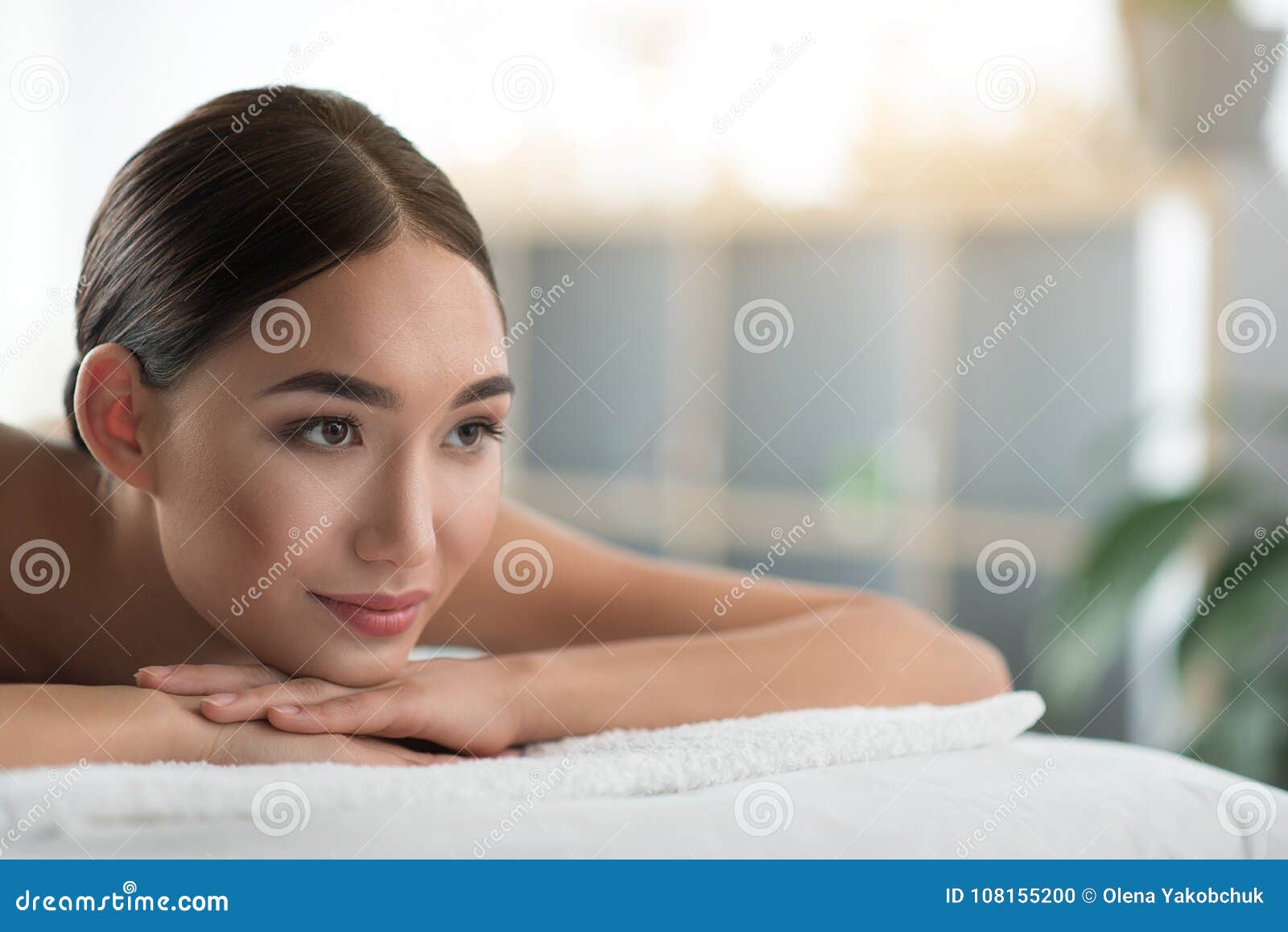 Sensual Asian Girl Lying On Massage Table Stock Photo Ima