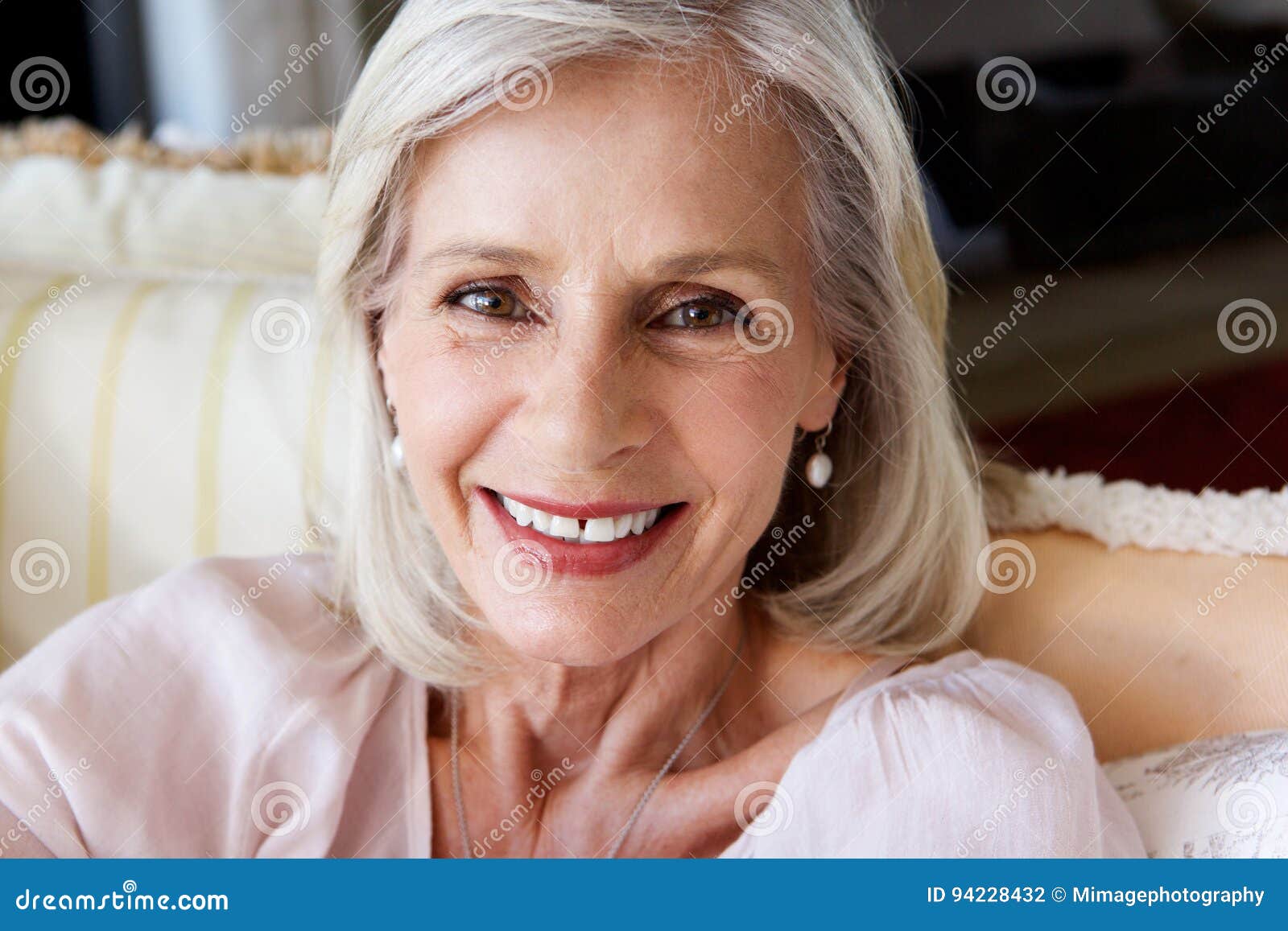 close up beautiful older woman smiling