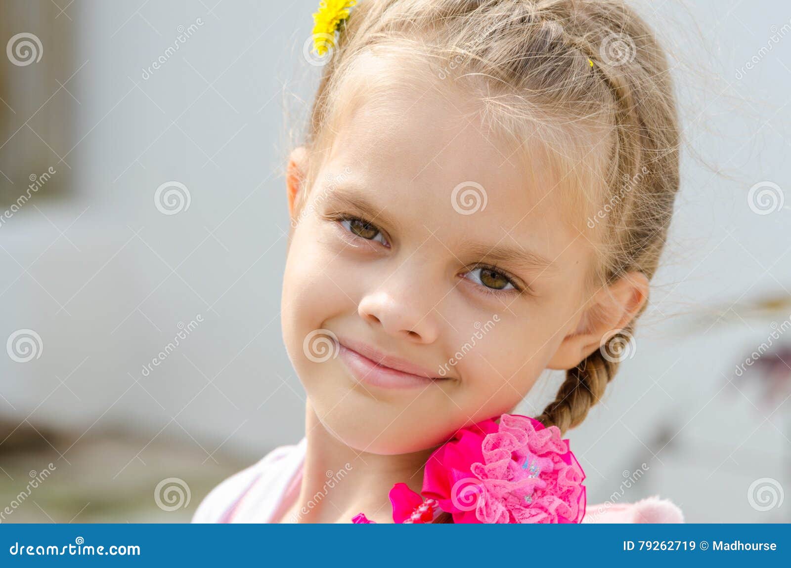 Close Up Portrait Of Beautiful Six Year Old Girl Stock Image Image Of