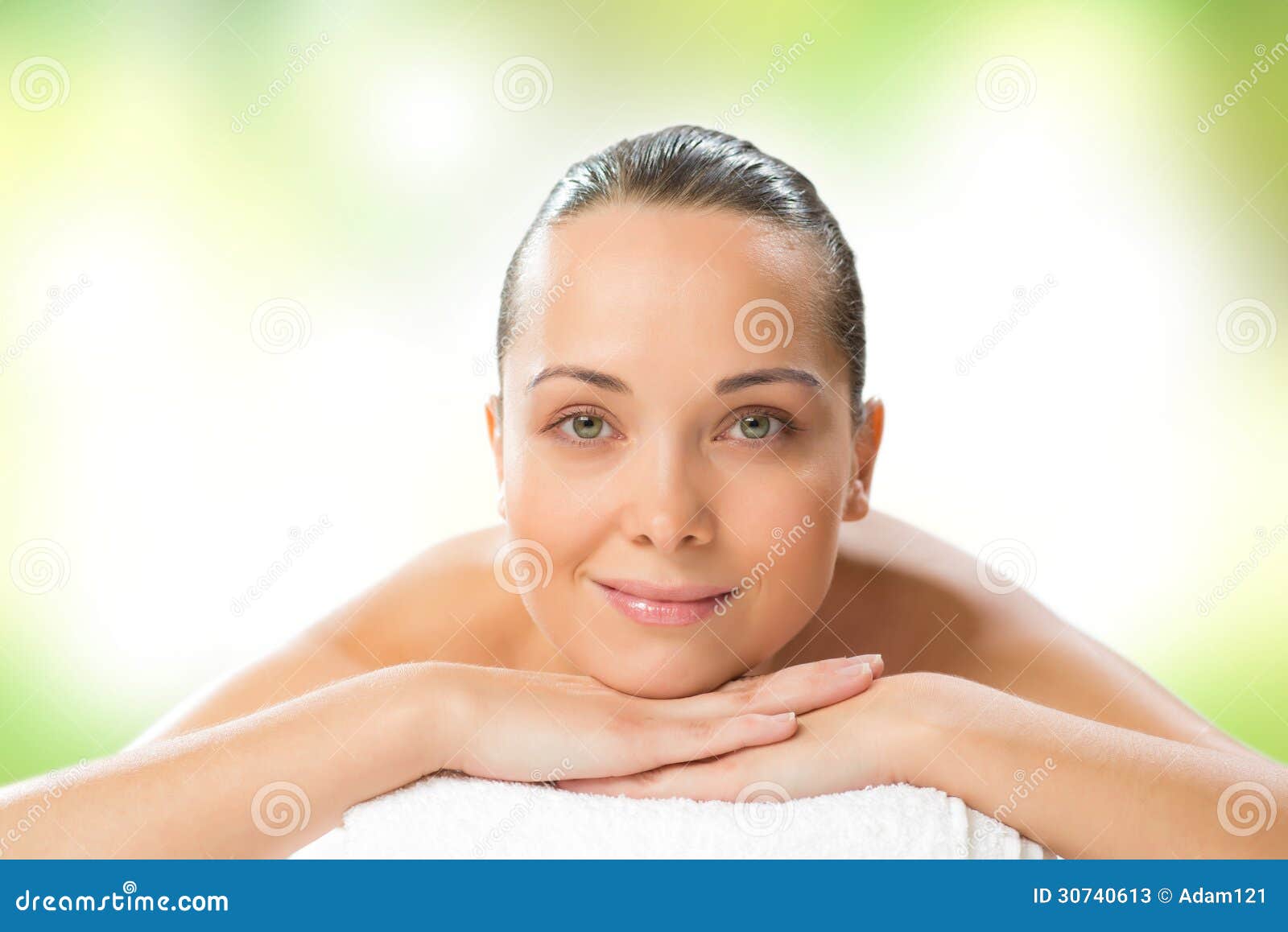 Close Up Portrait Of A Beautiful Spa Woman Stock Image Image Of Aroma Cleansing 30740613