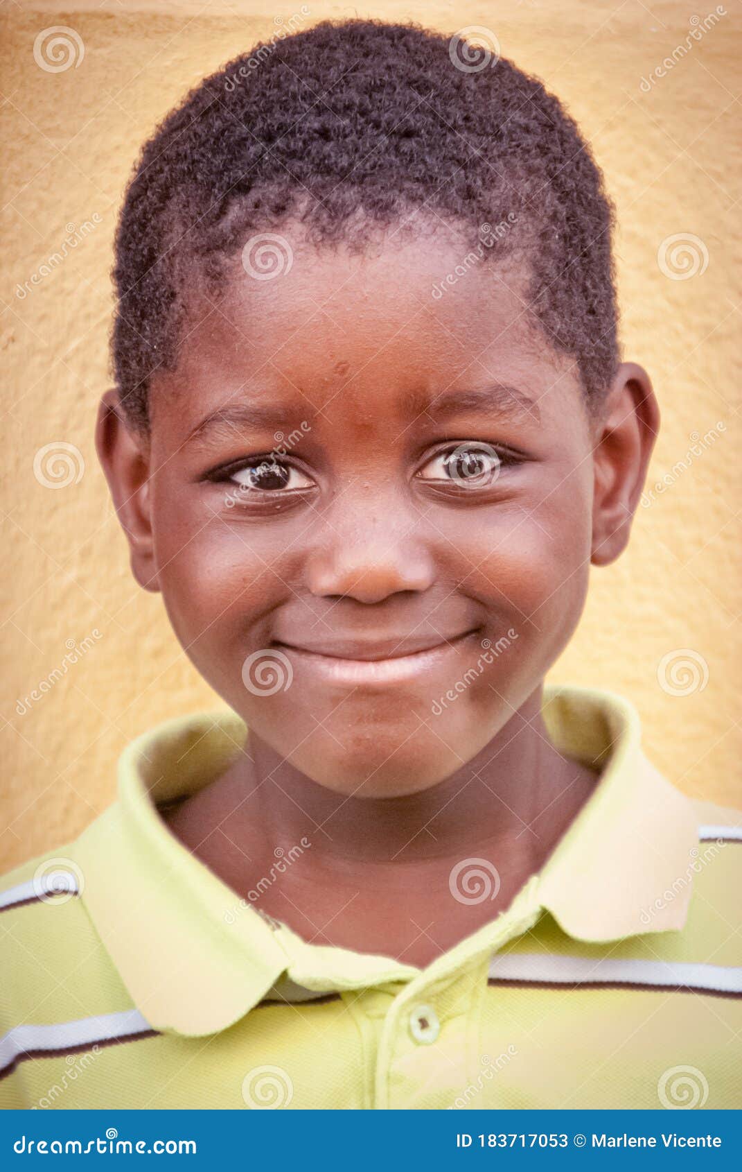 Closeup Portrait of Black Boy Smiling Stock Image Image of