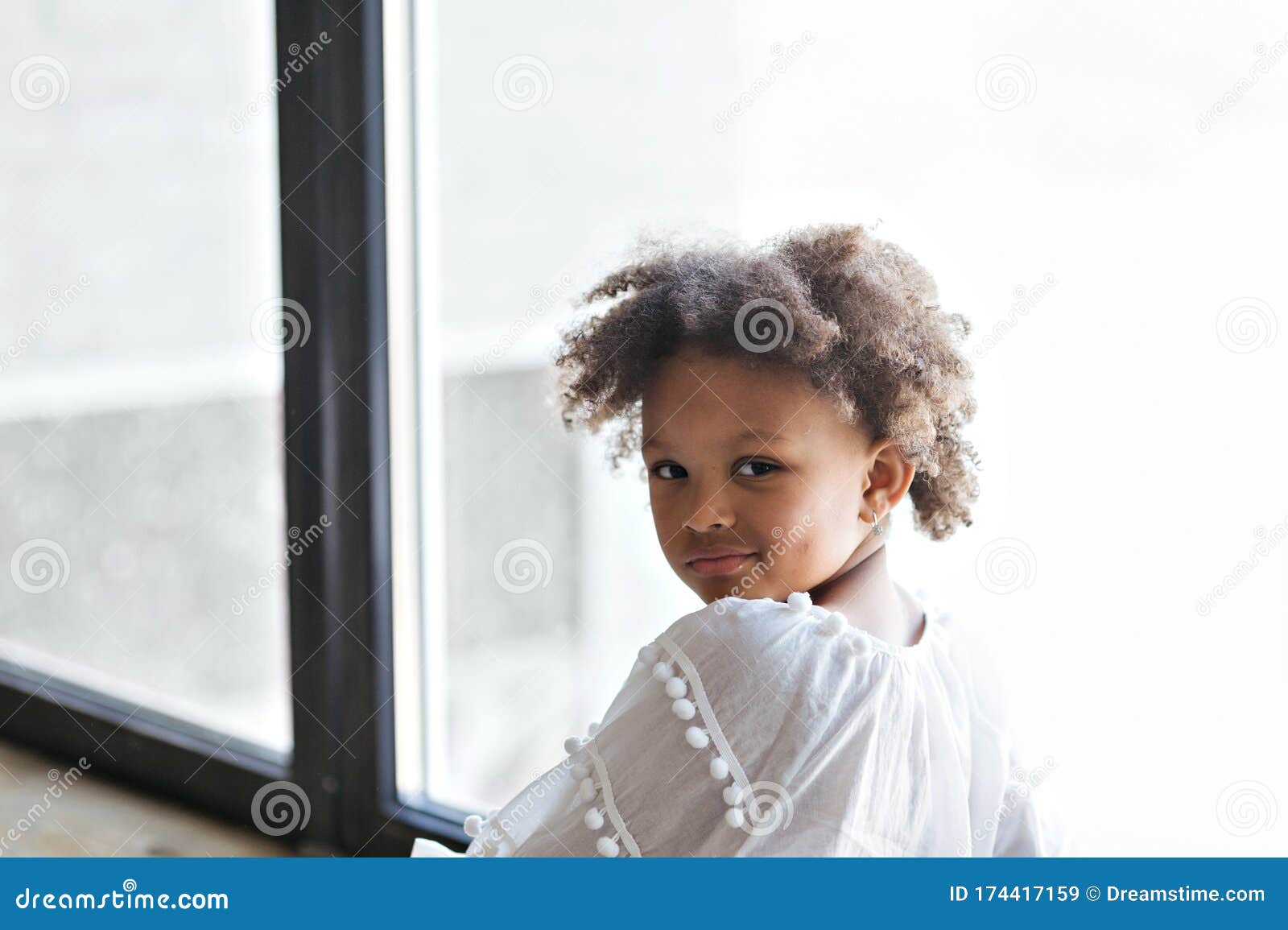 Close-up Portrait of Cute Little African American Kid Girl Stock Image ...