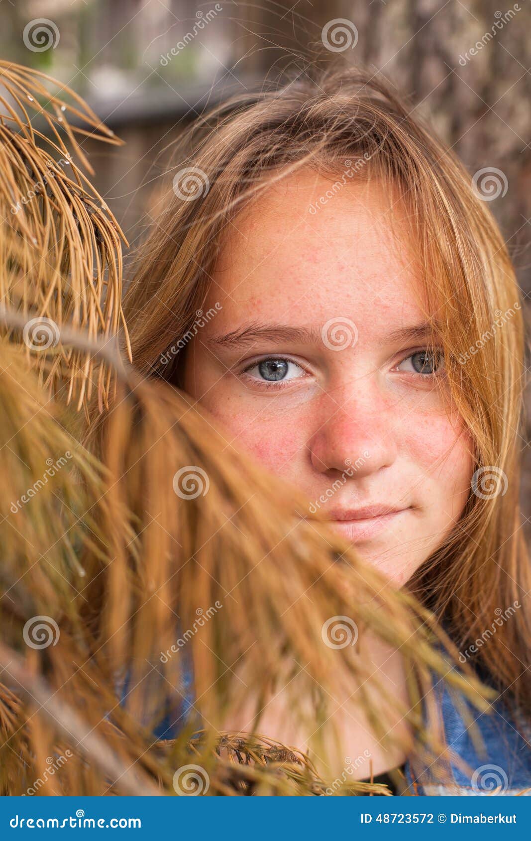 Closeup Portrait Of Cute Longhaired Teen Girl Stock Photo