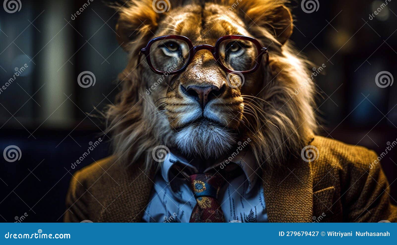 A Close-up Portrait of a Dapper Lion King Wearing a Sunglasses ...