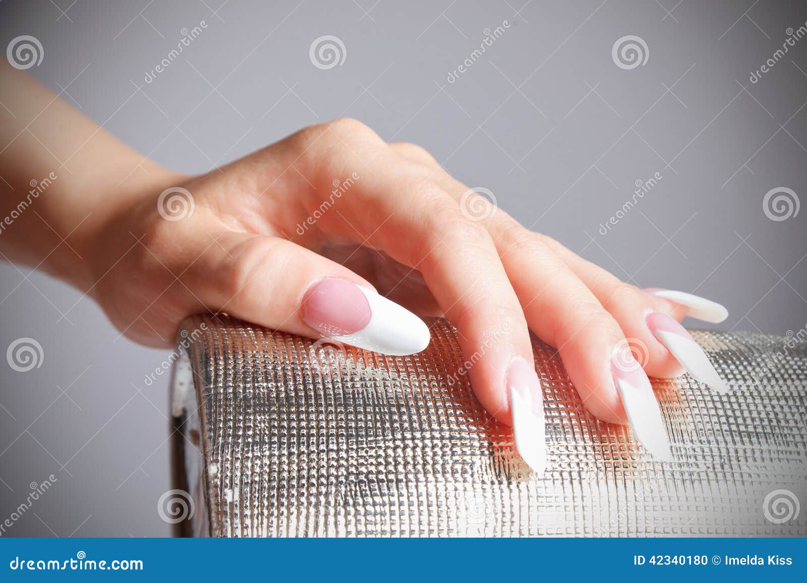 close-up portrait of female hand with manicured fashion nails
