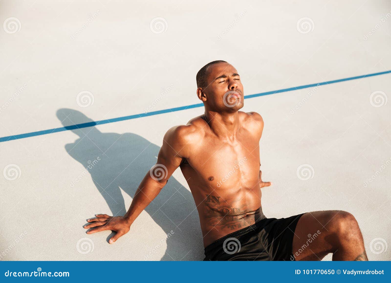 Half Naked Body Of Muscular Athletic Sportsman Stock Photo 