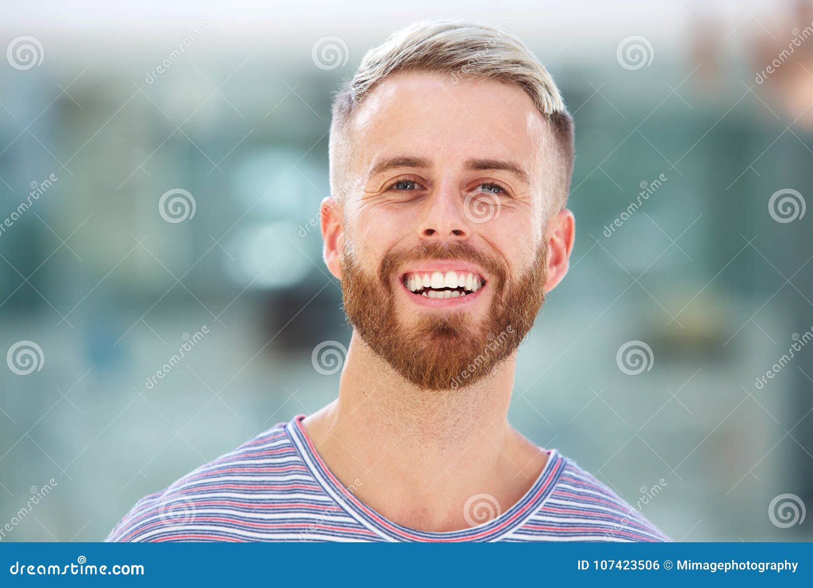 Handsome Young Man with Beard Laughing Stock Photo - Image of happiness ...