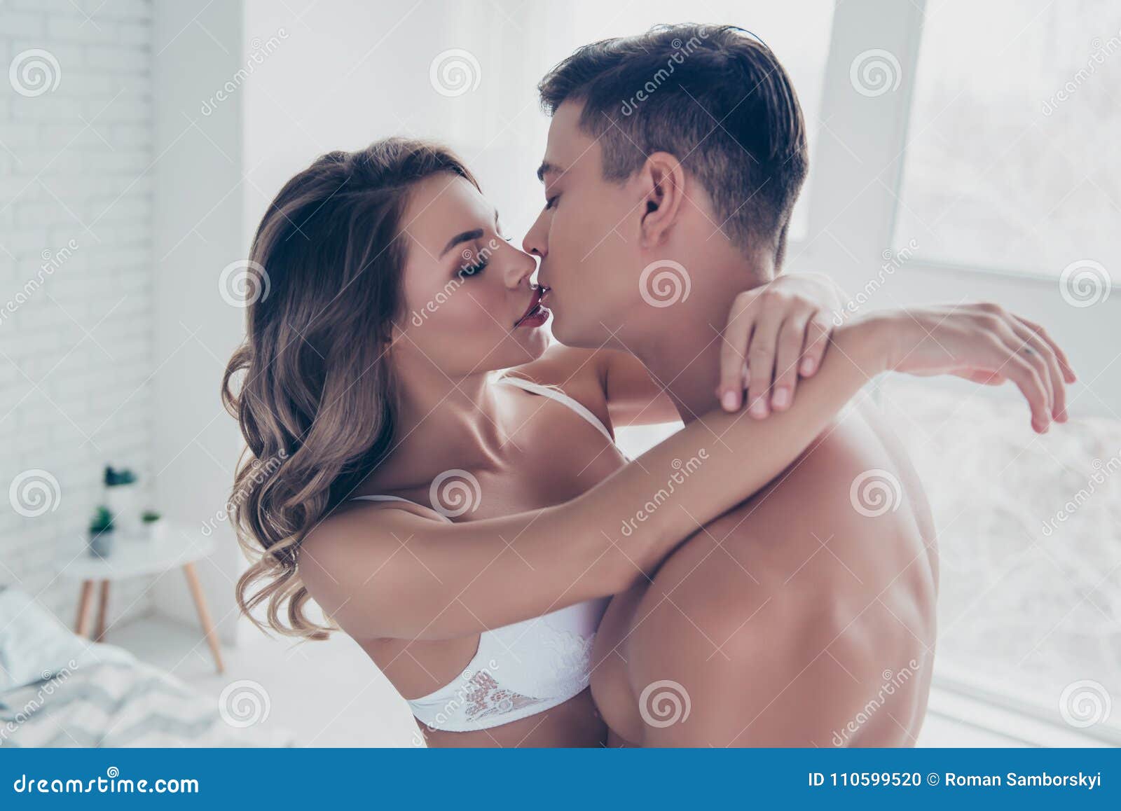 Close Up Portrait of Horny, Obsessed Couple, Hugging, Kissing Wi Stock Photo picture