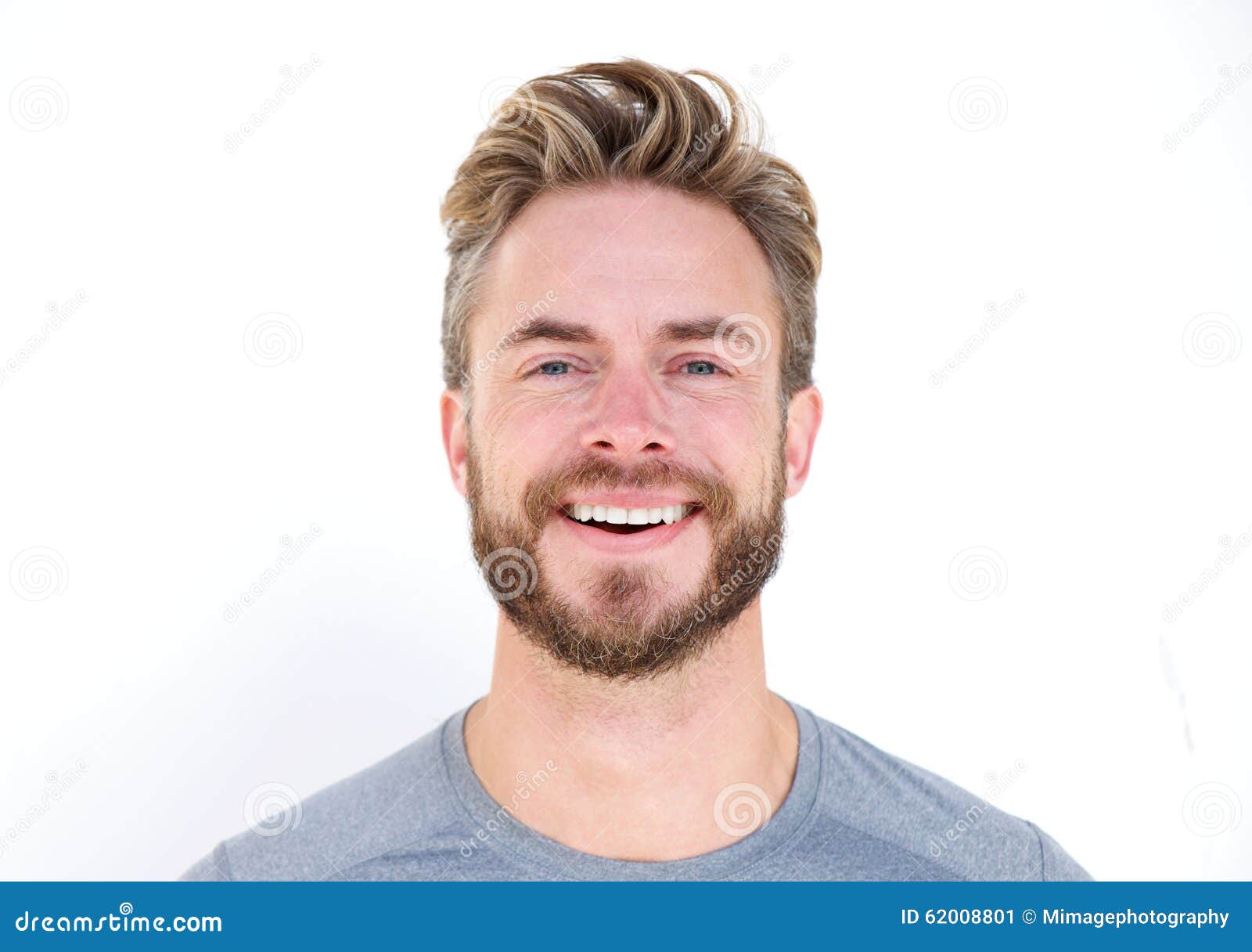 Close Up Portrait Of A Man With Beard Laughing Stock Photo - Image ...