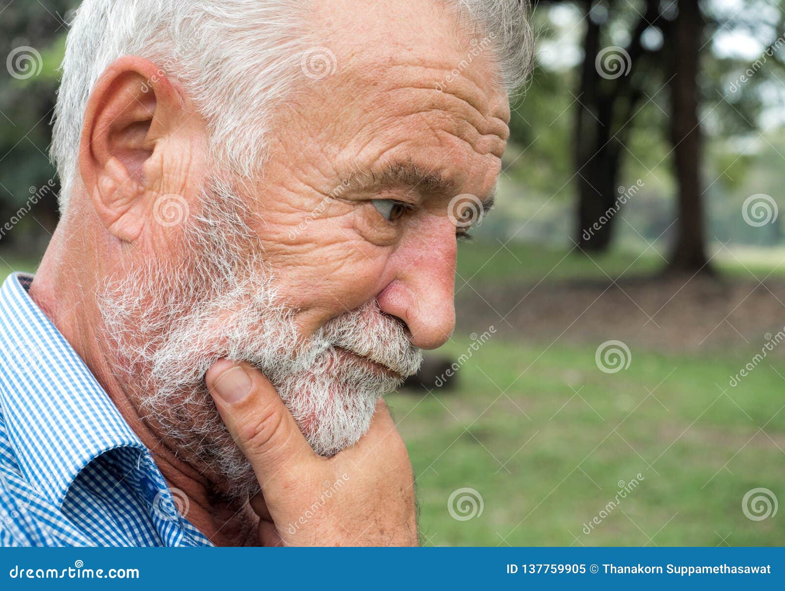 Closeup Portrait Of Old Man Standing Thinking Emotions And Feelings