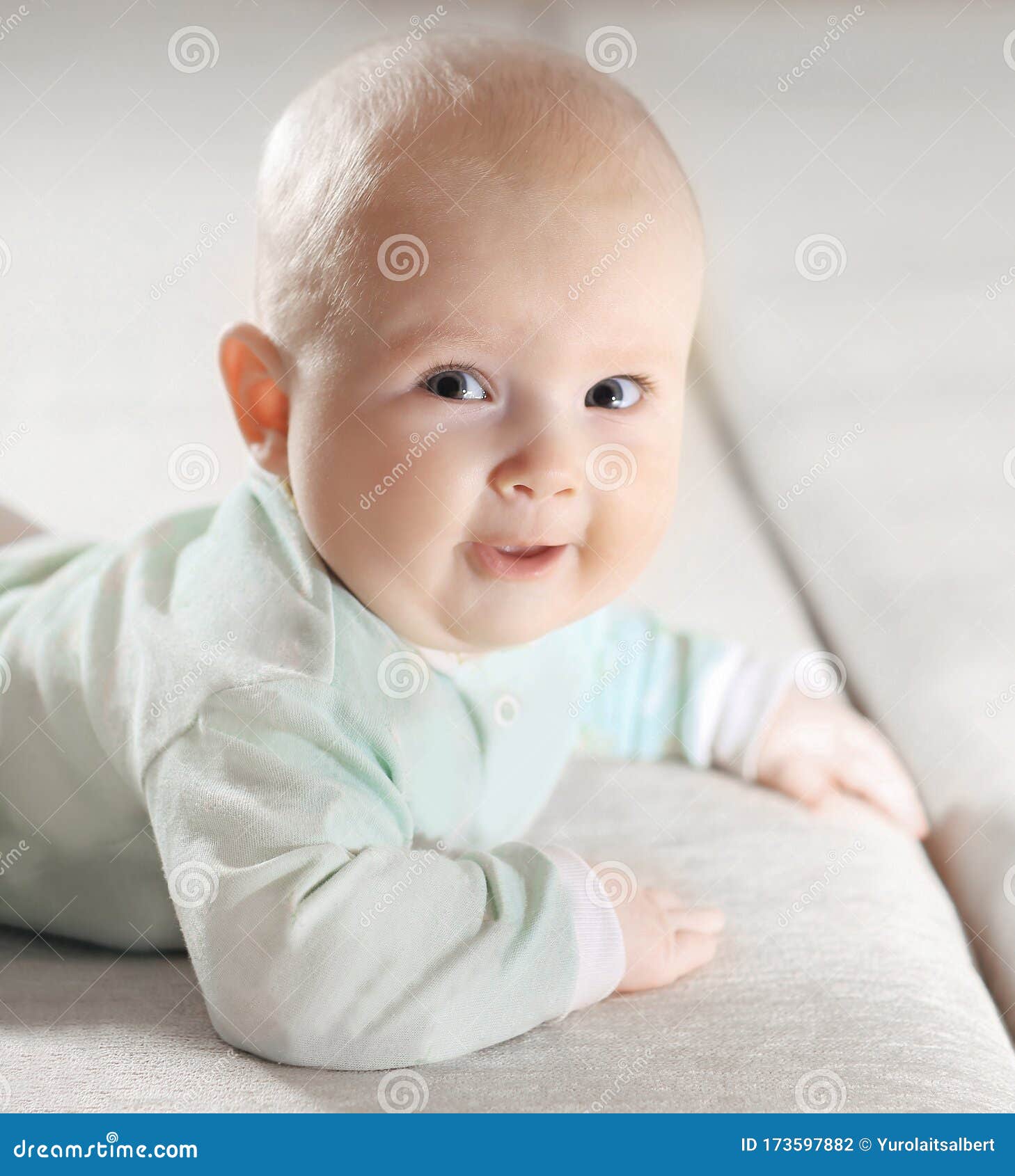 Close Up. Portrait of a Pretty Little Baby on Blurred Background. Stock ...