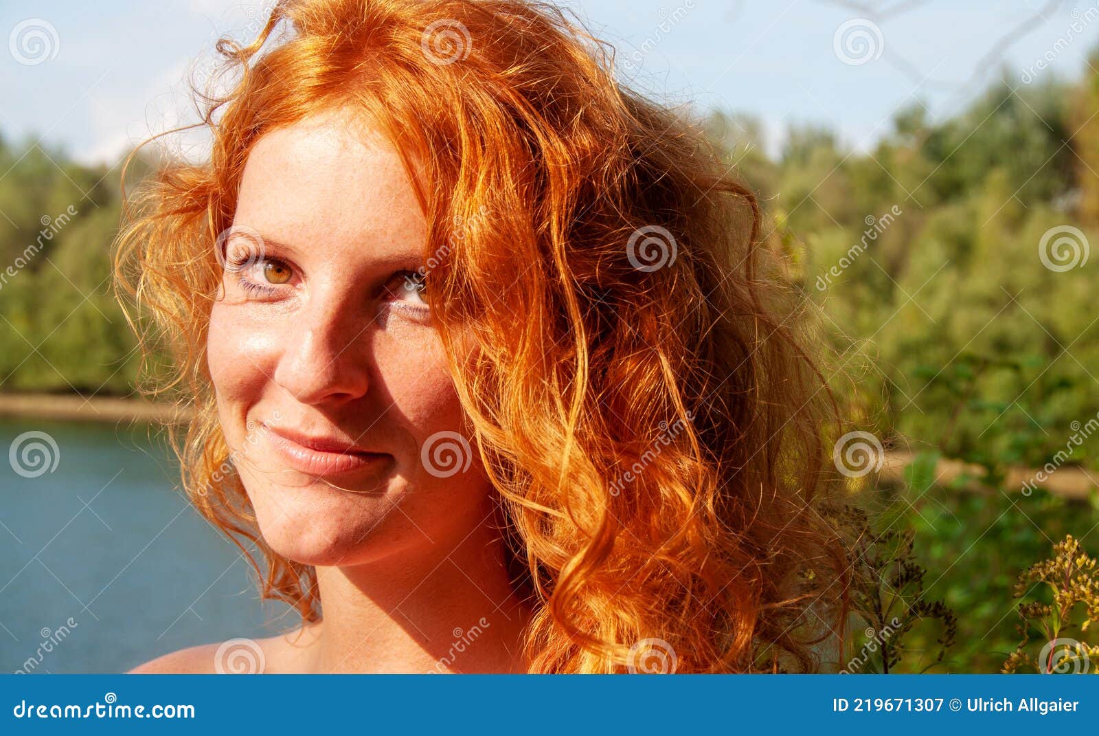 Close Up Portrait Of A Seductive Happy Young Redhead A Beautiful