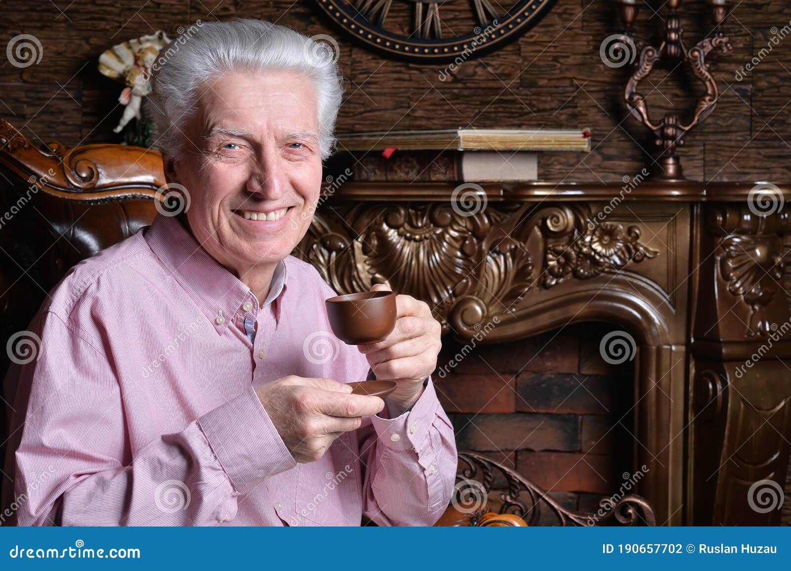 Closeup Portrait of Senior Man Drinking Tea Stock Photo Image of
