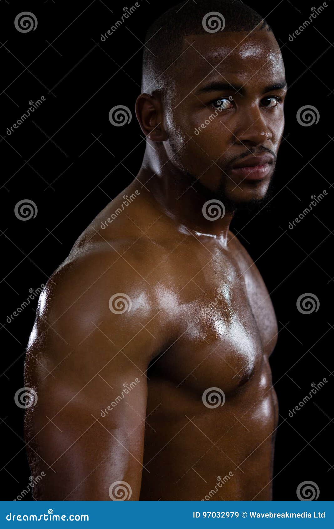 Close Up Portrait of Shirtless Sportsman Stock Image Image of