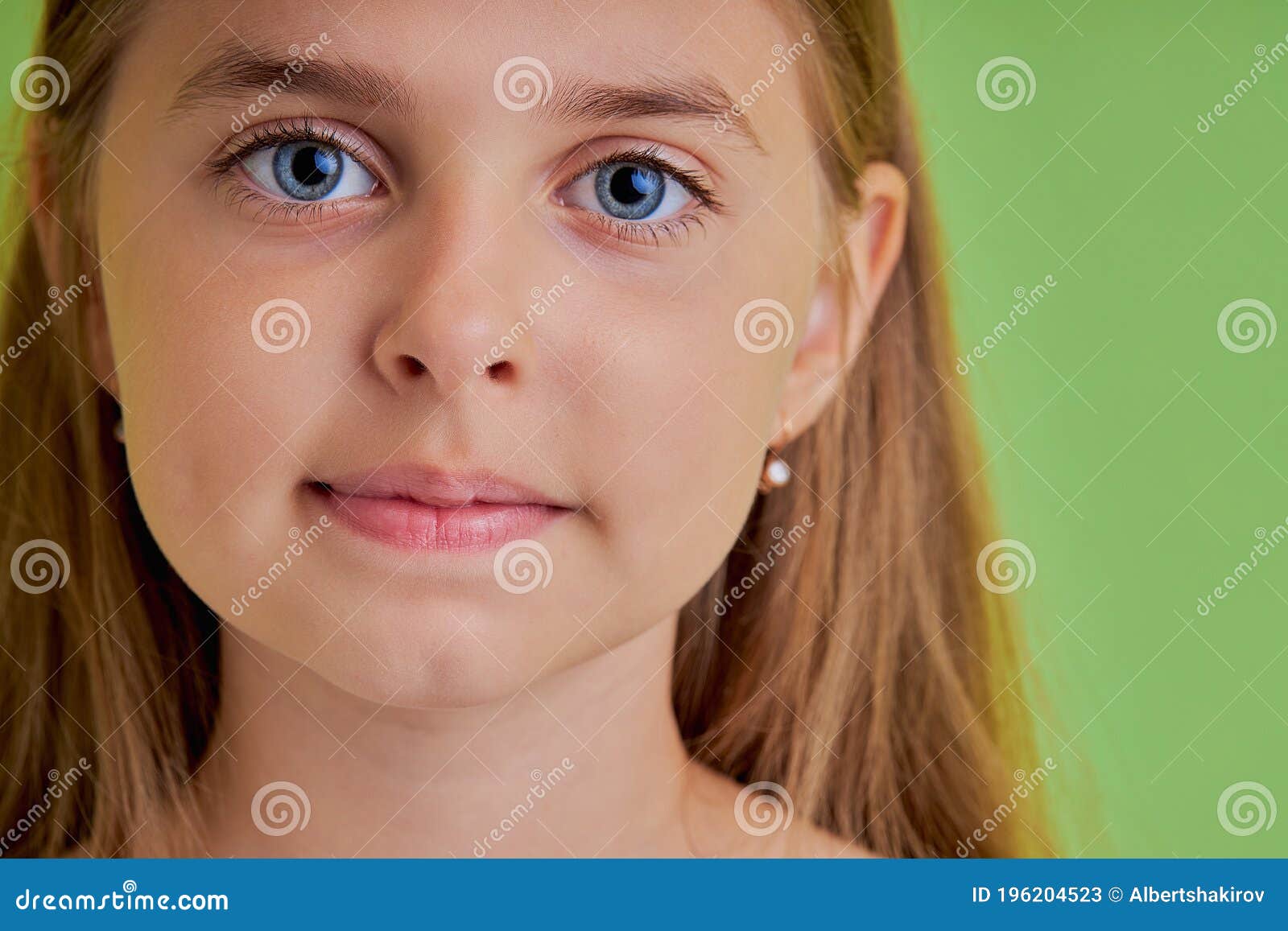 Closeup Portrait Of Shy Diligent Teen Girl Looking At Camera S