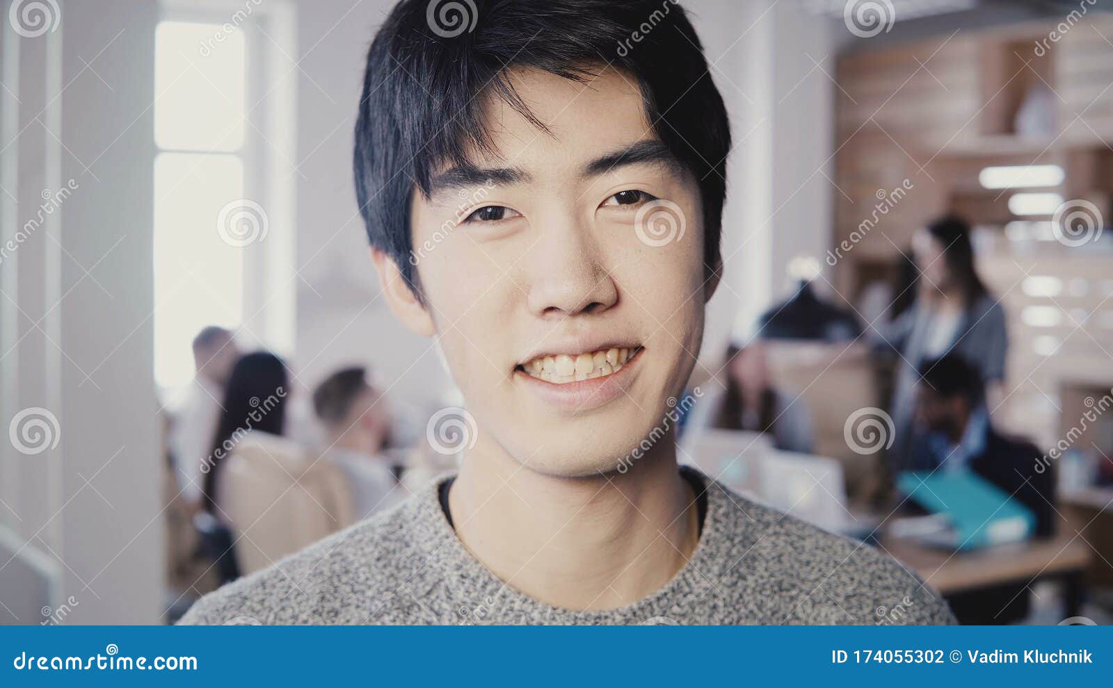 Close-up Portrait of Successful Asian Male Creative Manager Smiling at  Modern Office. Handsome Man Looking at Camera 4K Stock Photo - Image of  intelligent, independent: 174055302