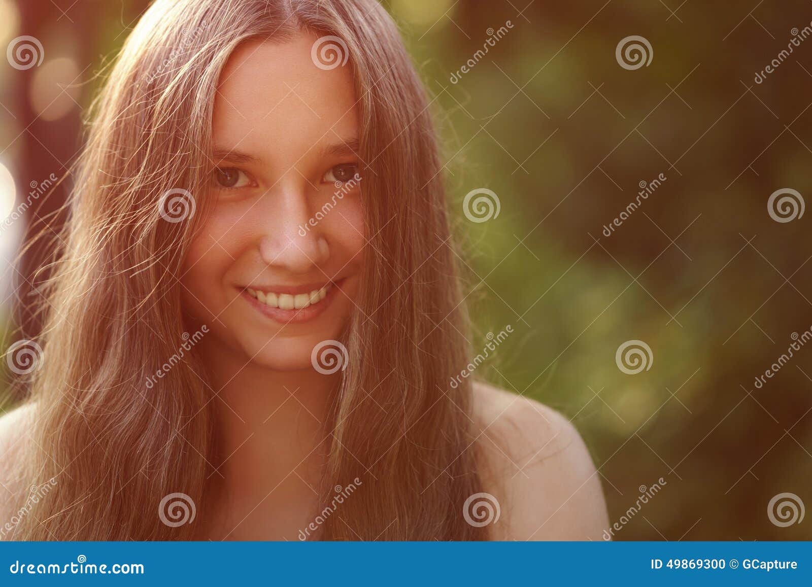 Close Up Portrait Of Teen Girl With Naked Stock Photo ...