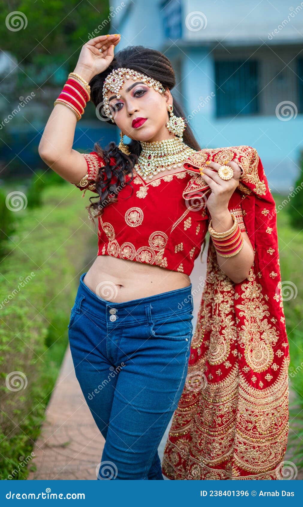 Close Up Portrait of Very Beautiful Indian Bride in Red Lehenga ...