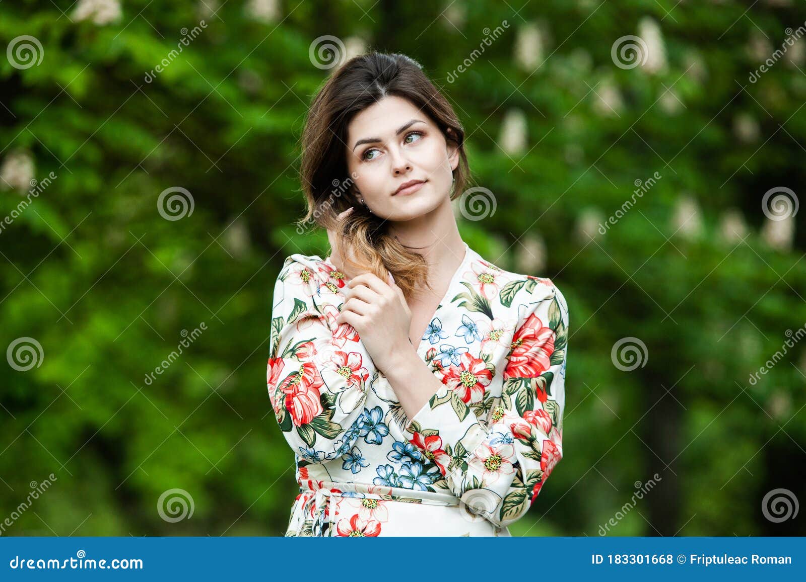 Close-up Portrait of Young Beautiful Russian Brunette Girl at Summer ...