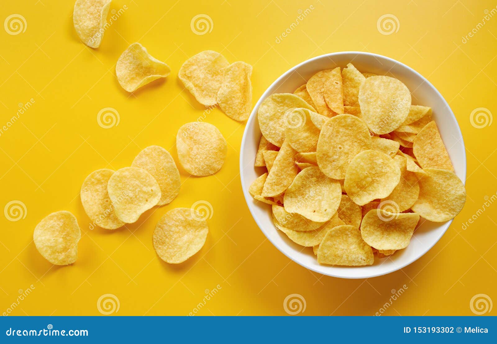 CloseUp of Potato Chips or Crisps in Bowl Stock Photo Image of