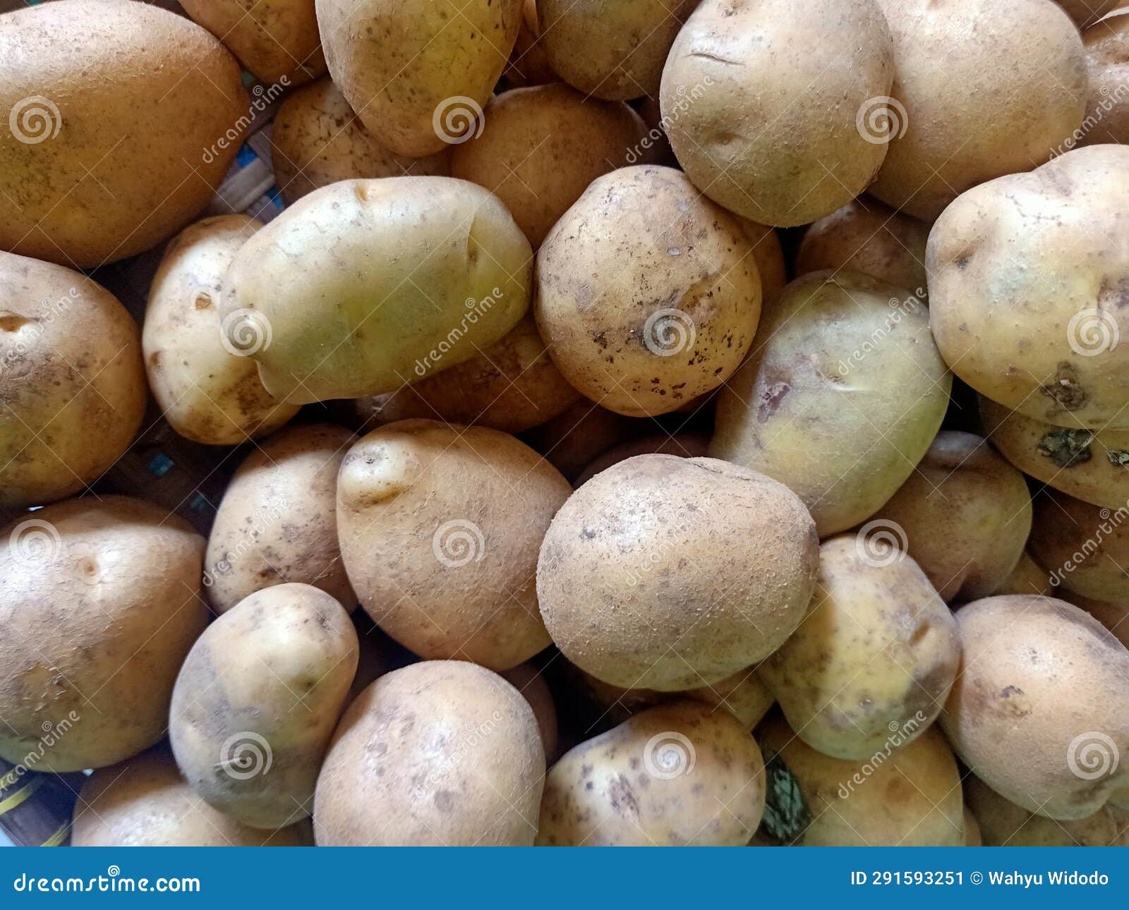 Close Up of Potatoes in Market Stall Stock Image Image of green