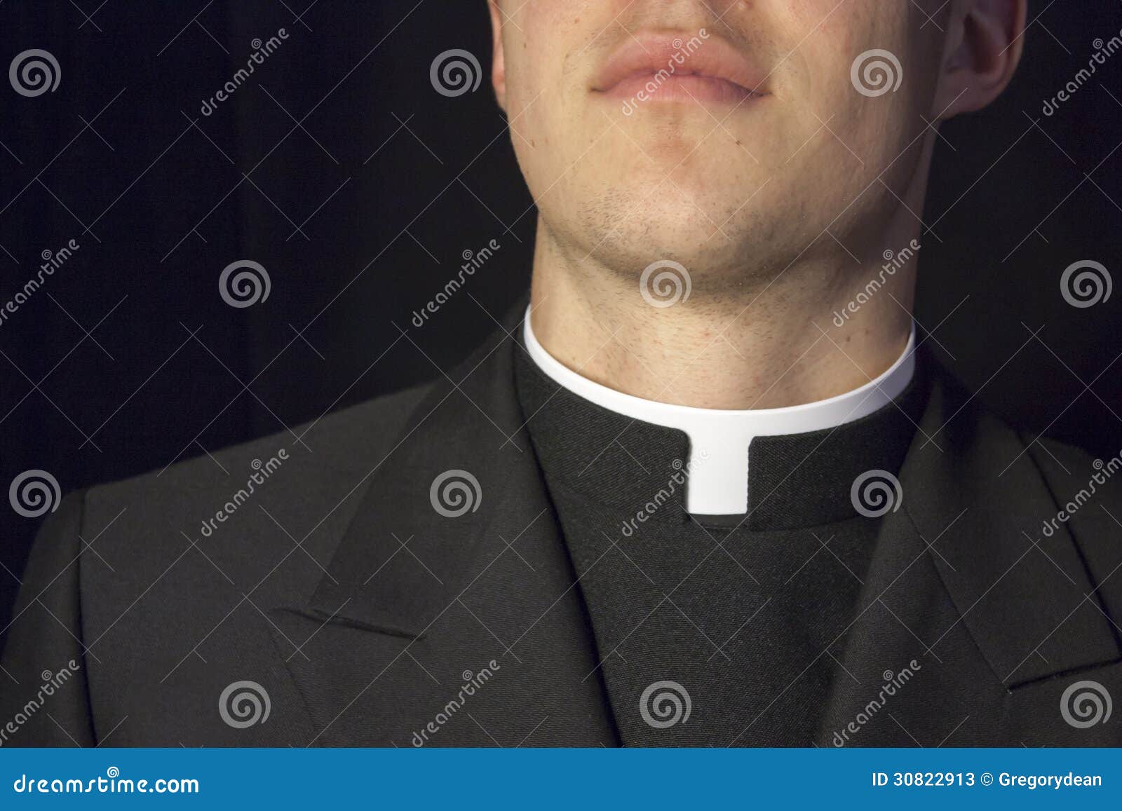Catholic Gay Priest Praying With Rainbow Collar Stock Photo