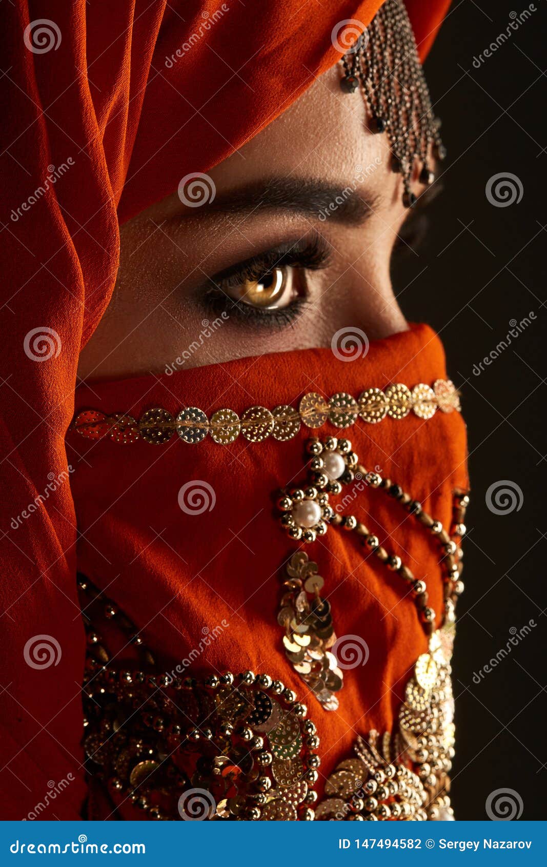 Studio Shot of a Young Charming Woman Wearing the Terracotta Hijab ...