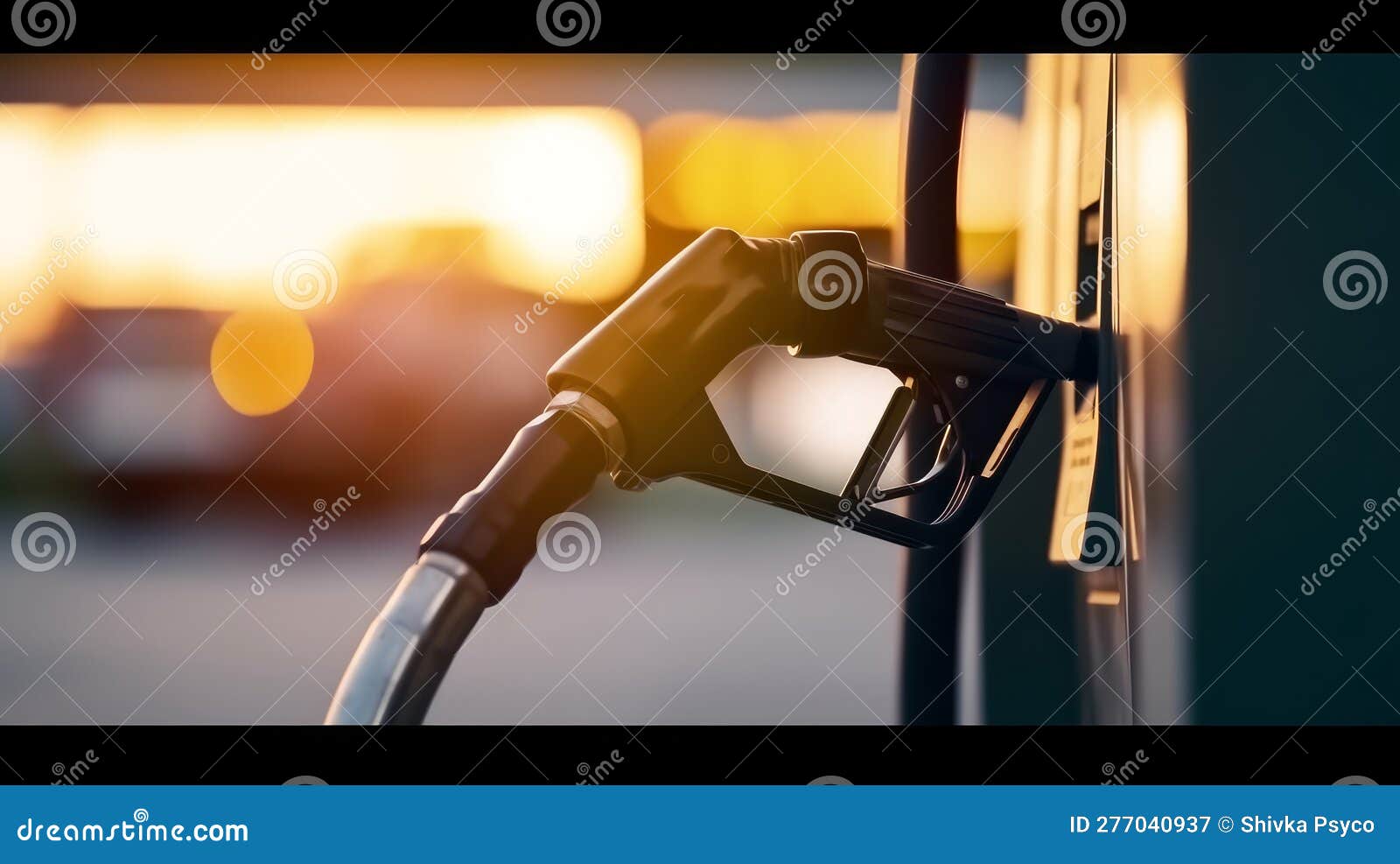 close up pump nozzle at gas station generative ai