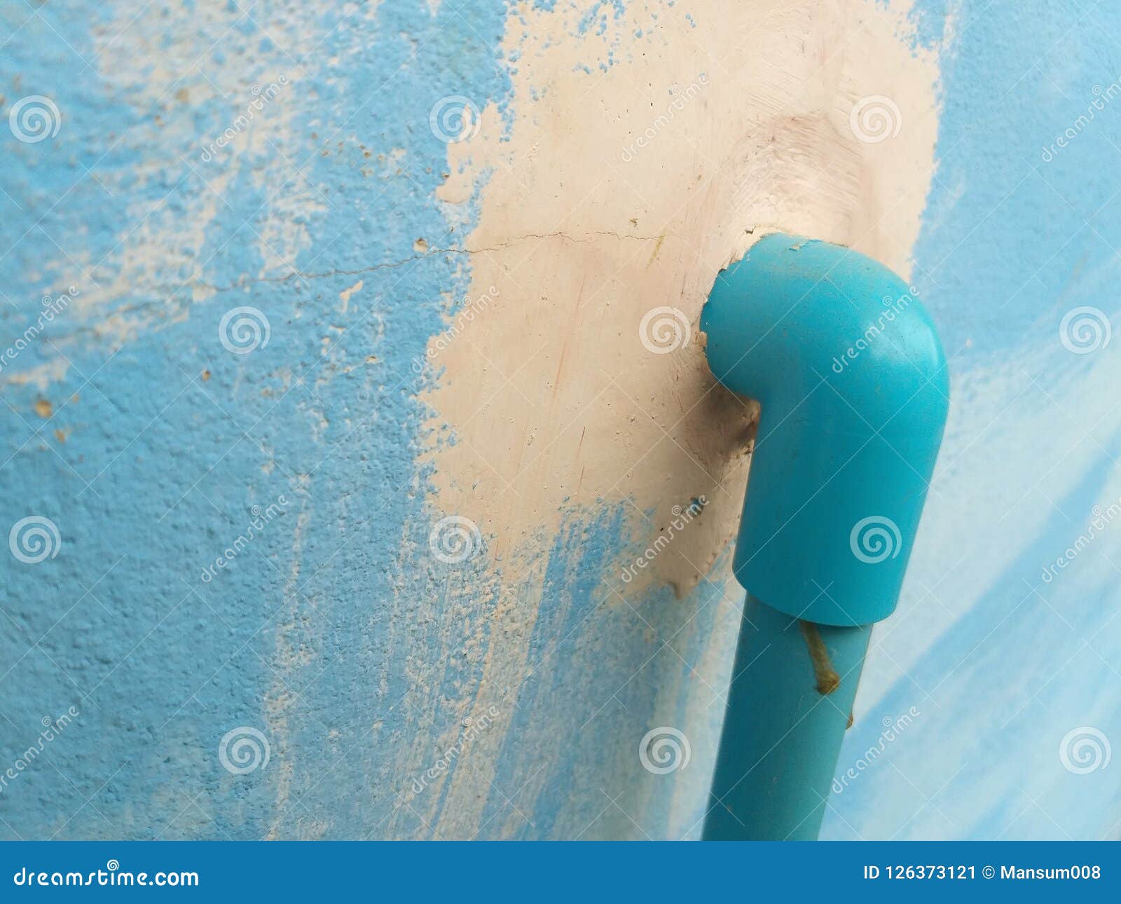 Pvc Pipe on Blue Cement Wall Texture Stock Image Image of wall