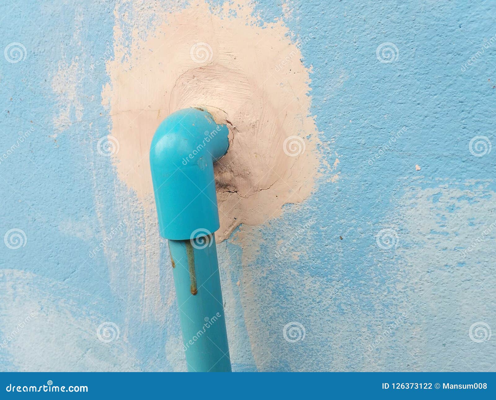 Pvc Pipe on Blue Cement Wall Texture Stock Photo Image of ditch