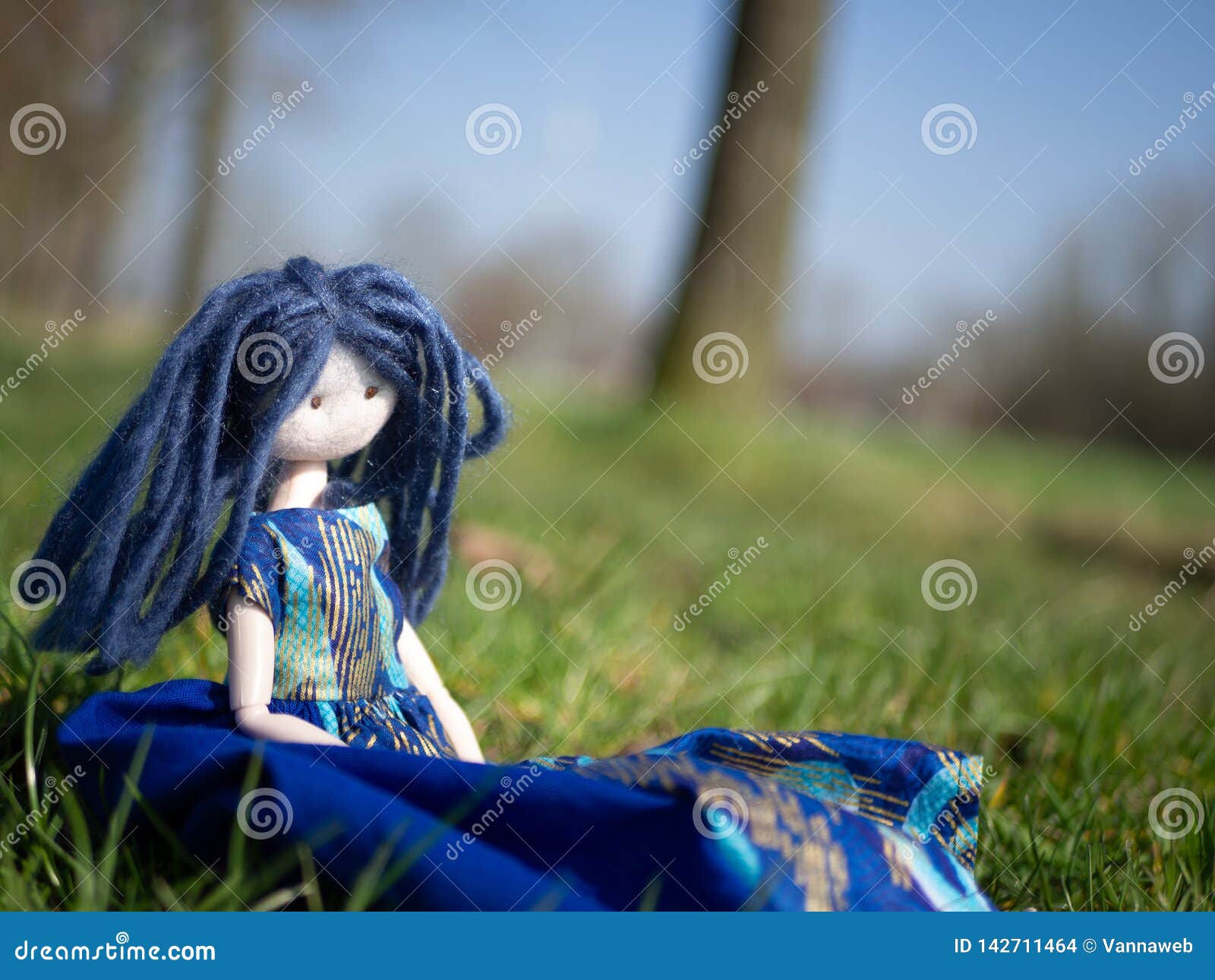 rag doll with blue hair