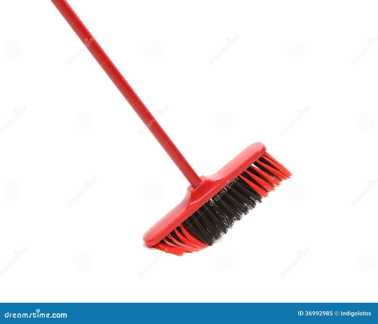 Close Up of Red Black Broom. Stock Image Image of studio, domestic