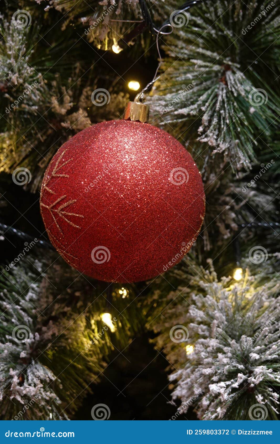 Close Up Red Hanging Ball for Christmas Tree Stock Photo Image of