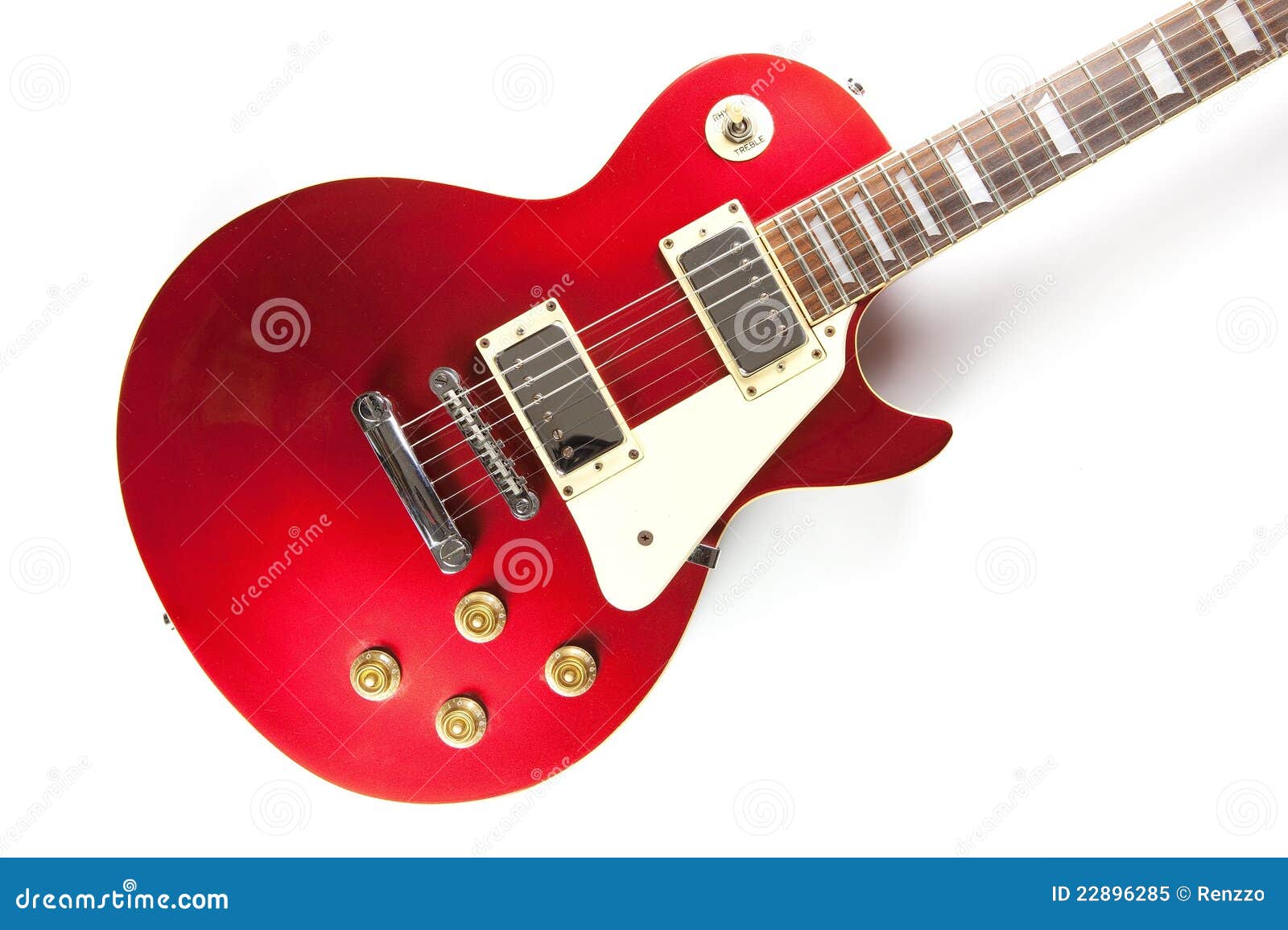 Close Up of Red Vintage Set Neck Type Guitar Stock Image Image of