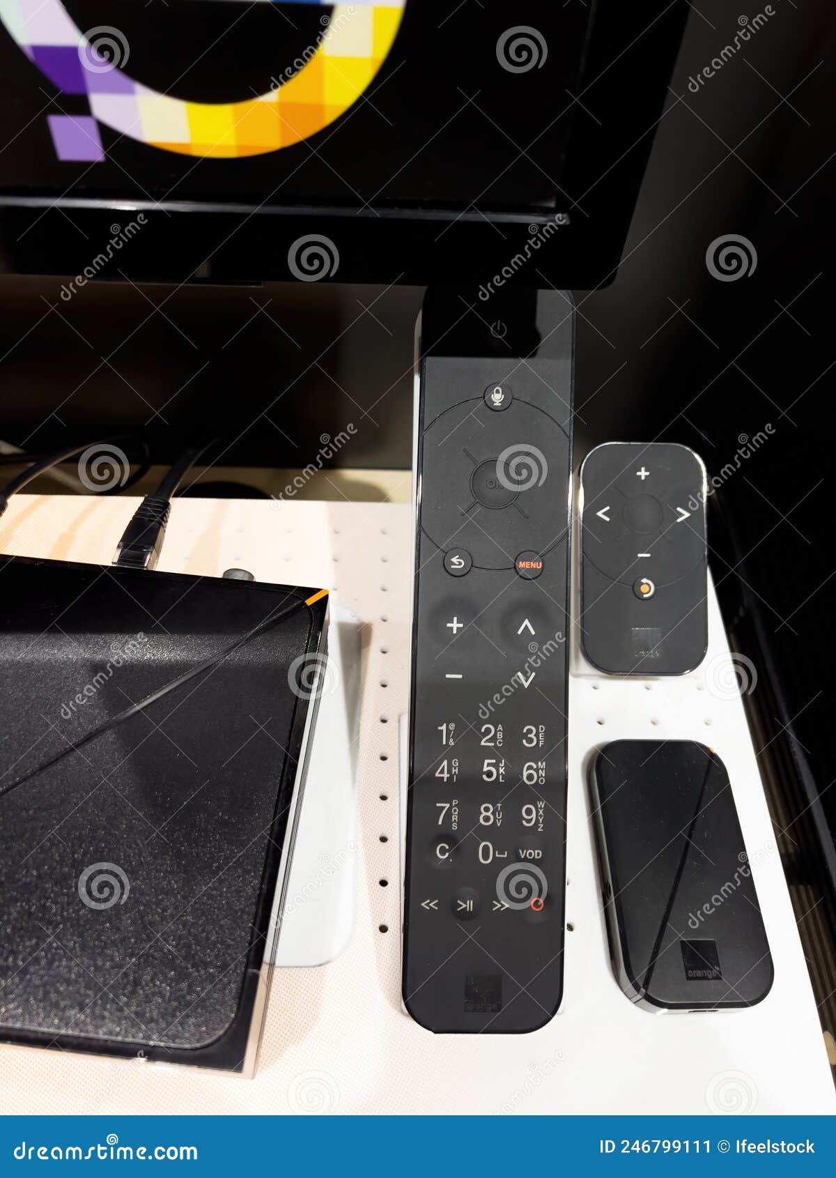 Close-up of Remote Control Internet TV Set-box of Orange TV