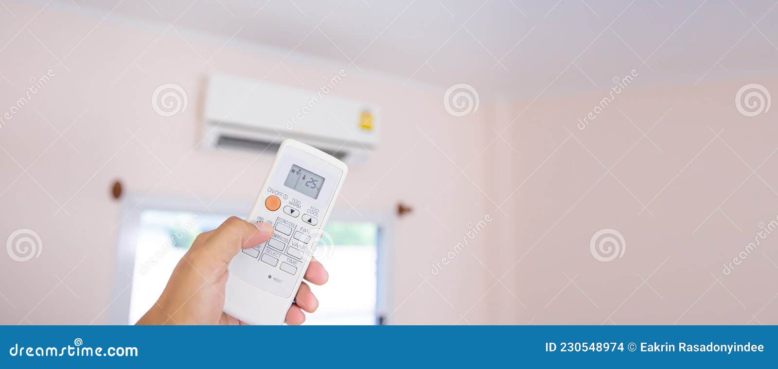 Split Type Air Conditioner And Remote Controller While Operation