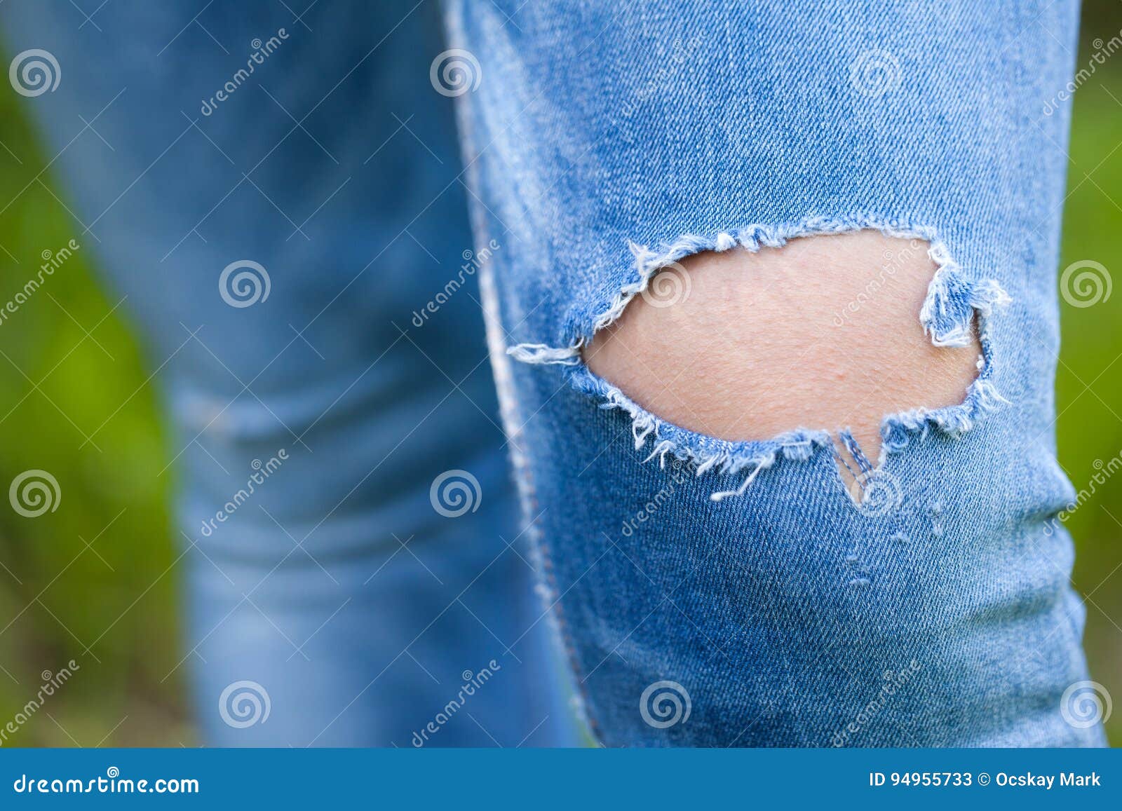 Close up ripped jeans stock image. Image of outside, funky - 94955733