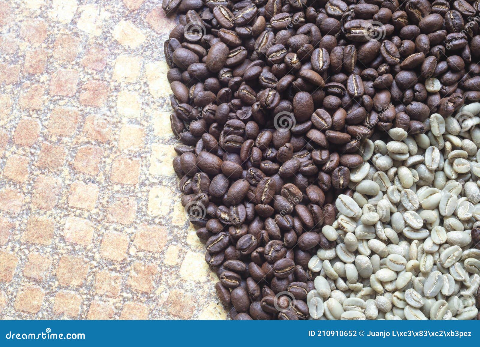 Close Up of Roasted and Unroasted Coffee Grains Stock Photo Image of milk, brown 210910652