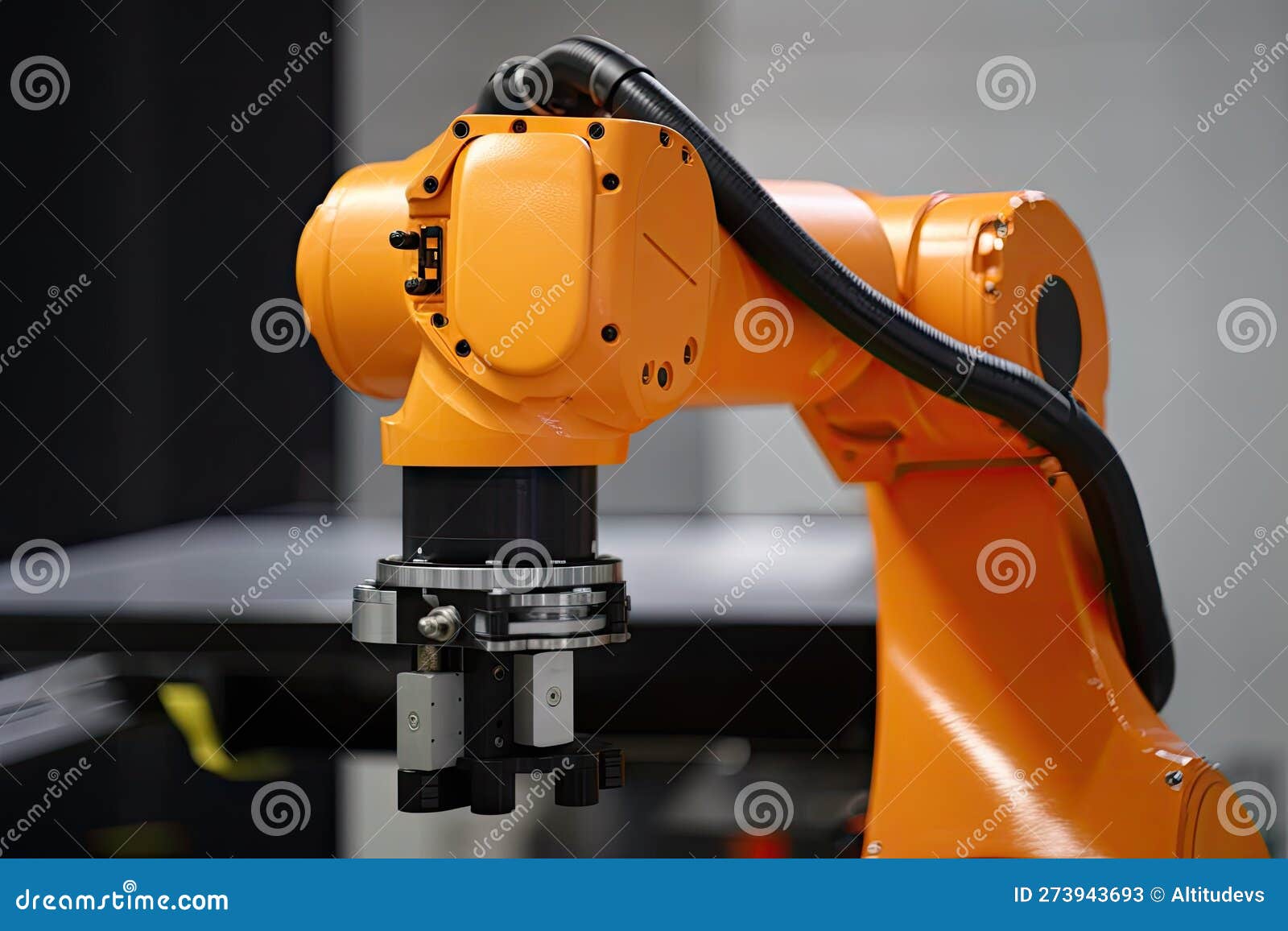 Close-up of Robotic Arm, with Safety Switch and Emergency Stop Button ...