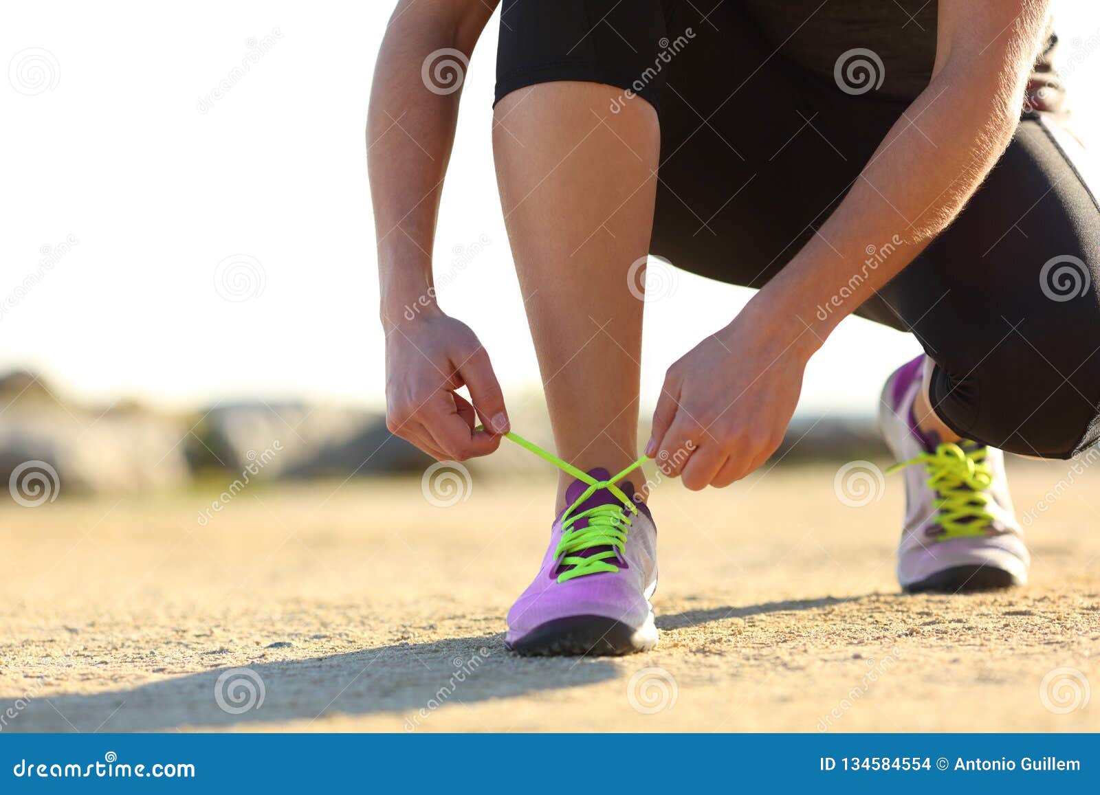 Runner Tying Shoe Laces Outdoors Stock Photo Image of exercise, adult