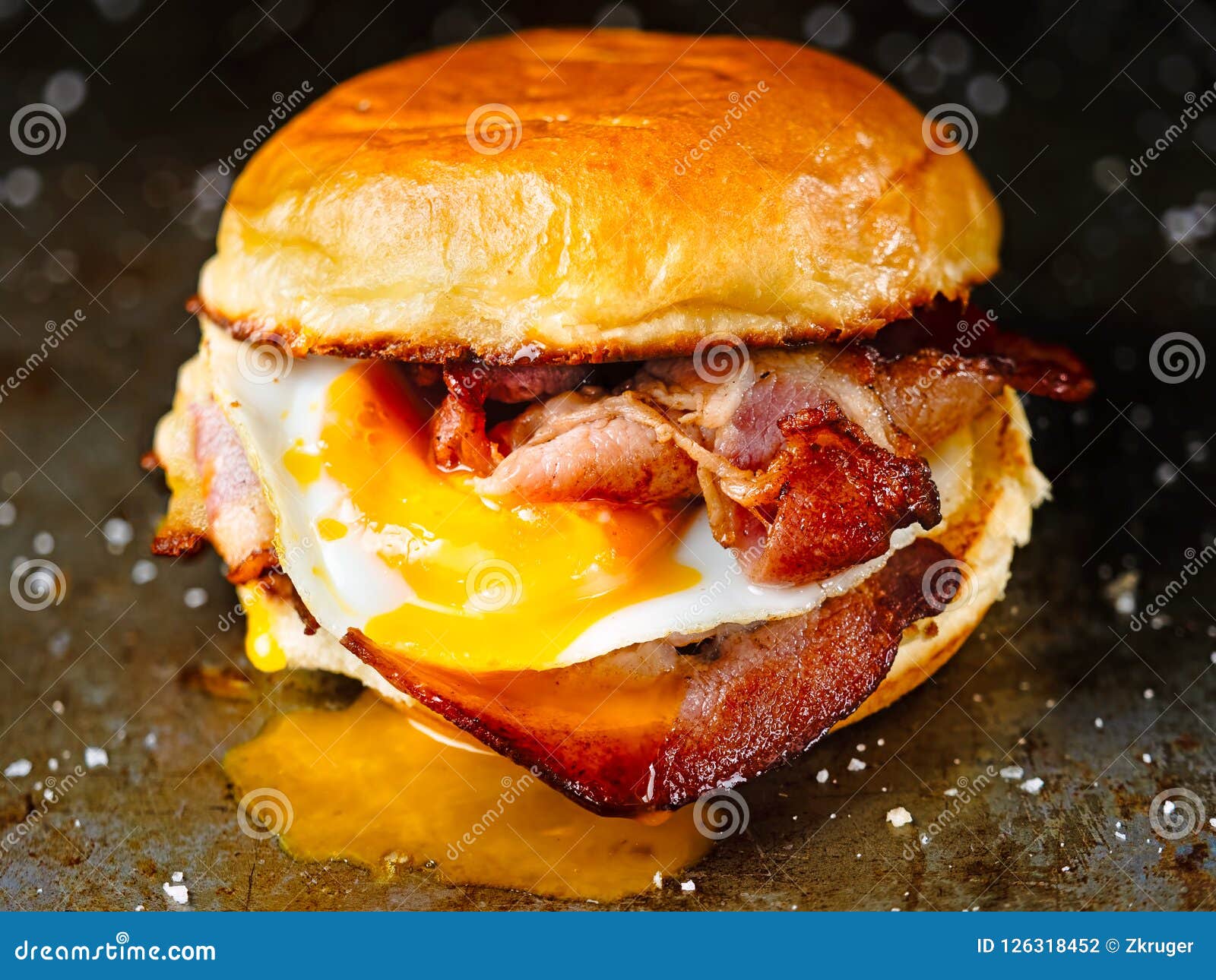 Rustic Bacon Egg Breakfast Sandwich Bun Stock Photo Image of sandwich, yolk 126318452